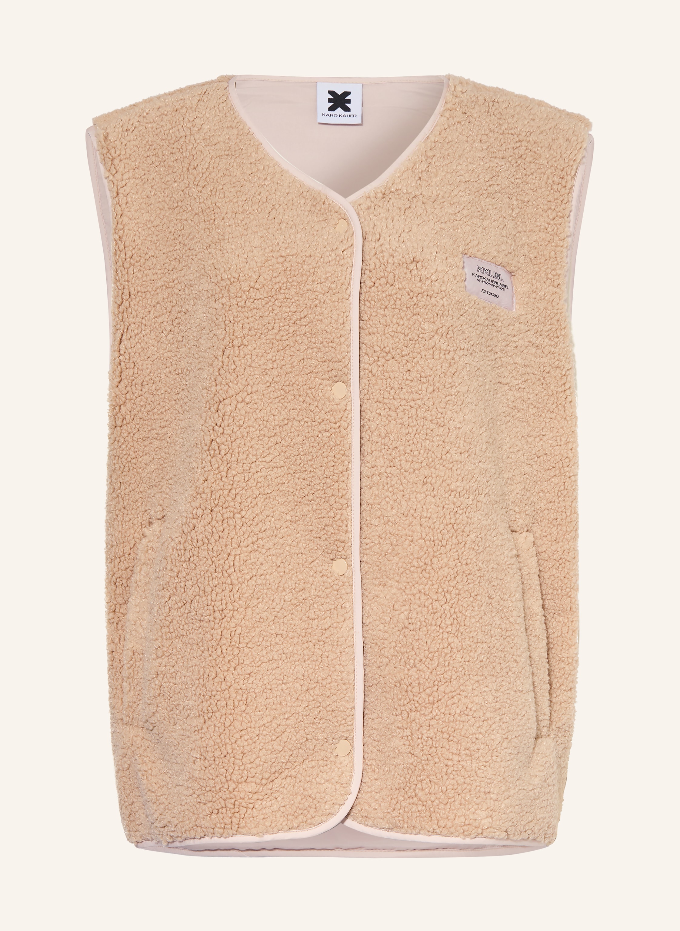 Karo Kauer Teddyfell-Weste beige