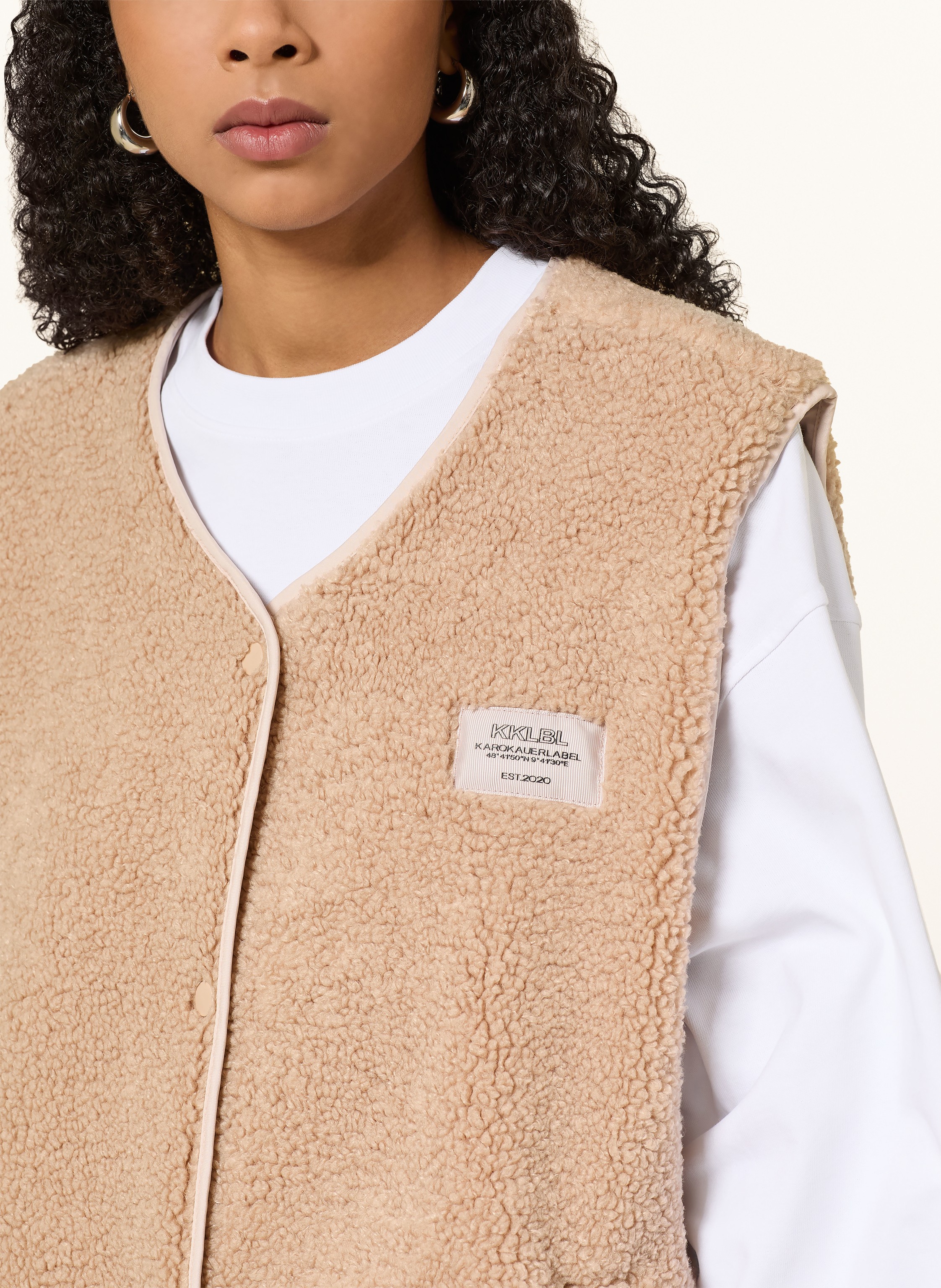 Thumbnail - Karo Kauer Teddyfell-Weste beige