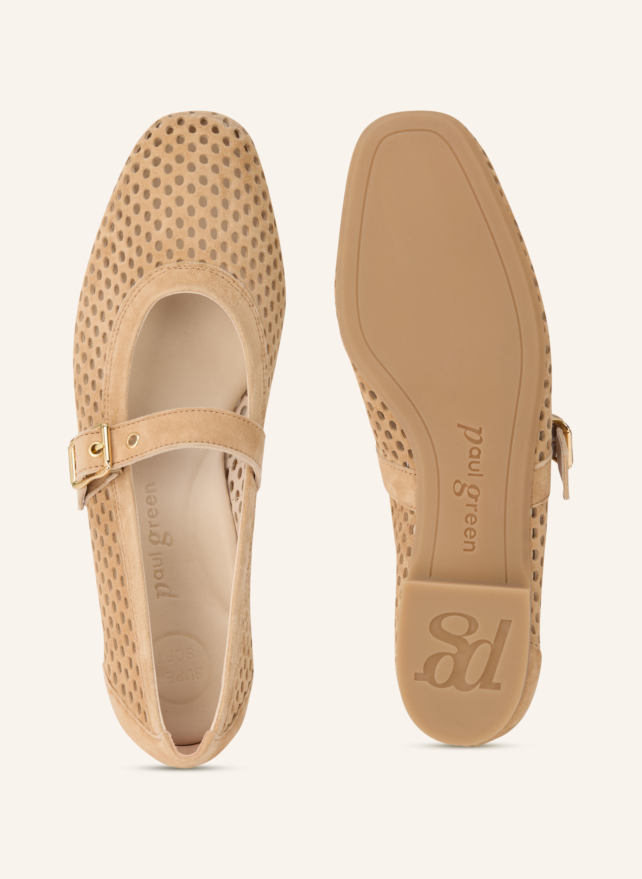 Thumbnail - Paul Green Mary-Jane-Ballerinas beige