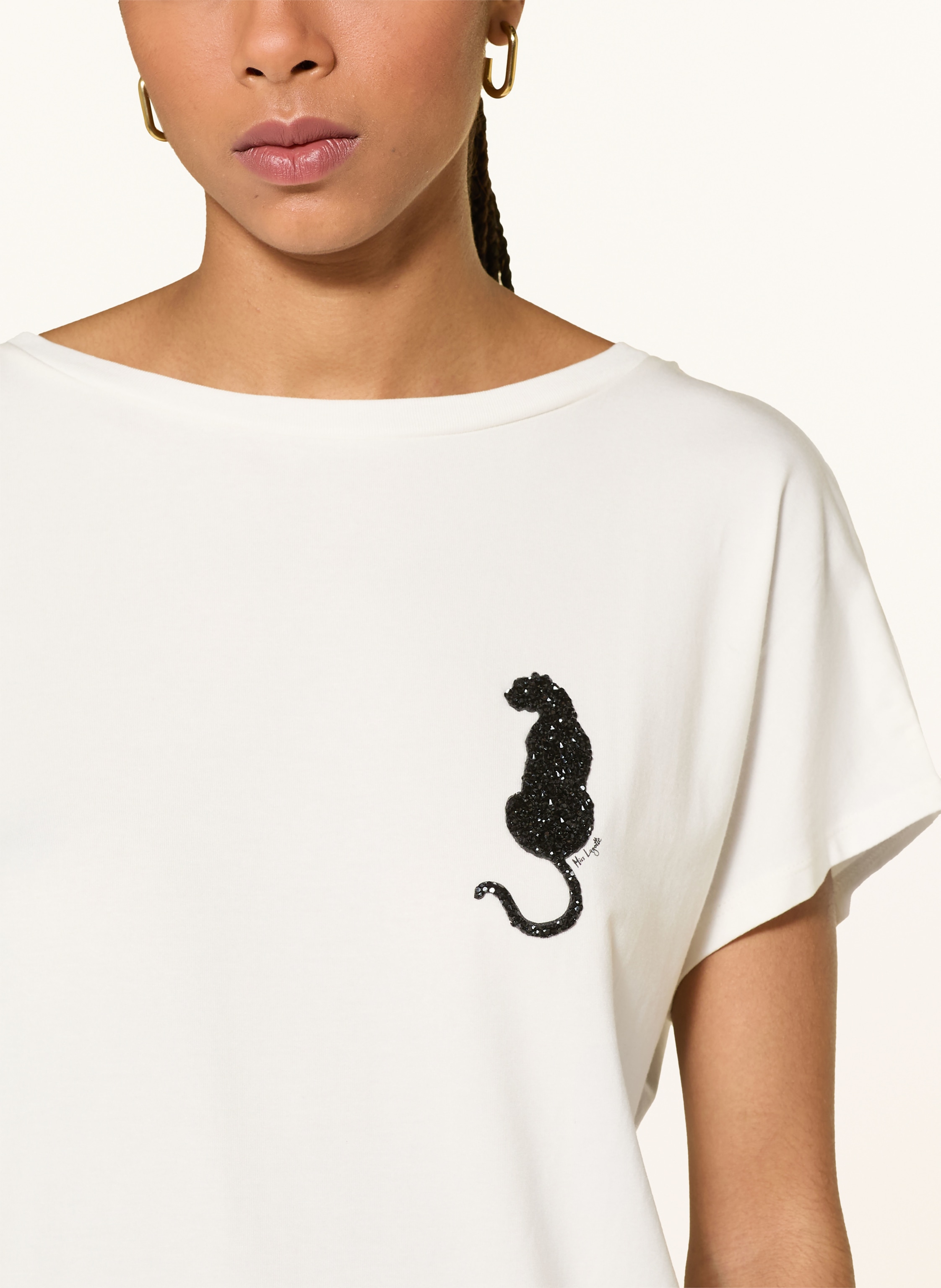 Thumbnail - Miss Lagotte T-Shirt Mit Schmucksteinen weiss