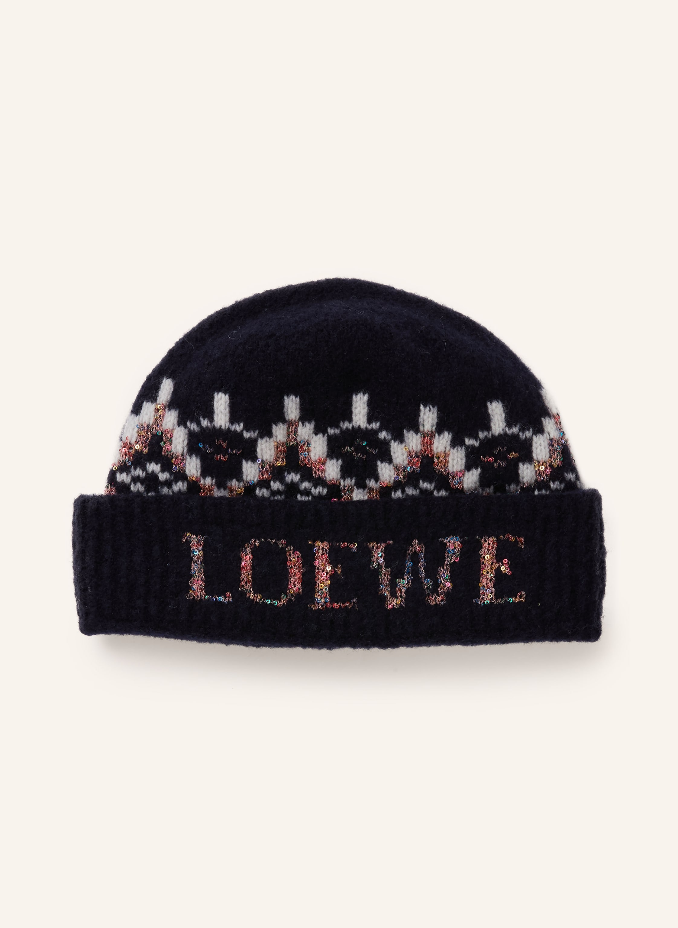 Loewe Loewe Mütze Mit Pailletten blau in DUNKELBLAU / ROSÉGOLD / HELLGRAU