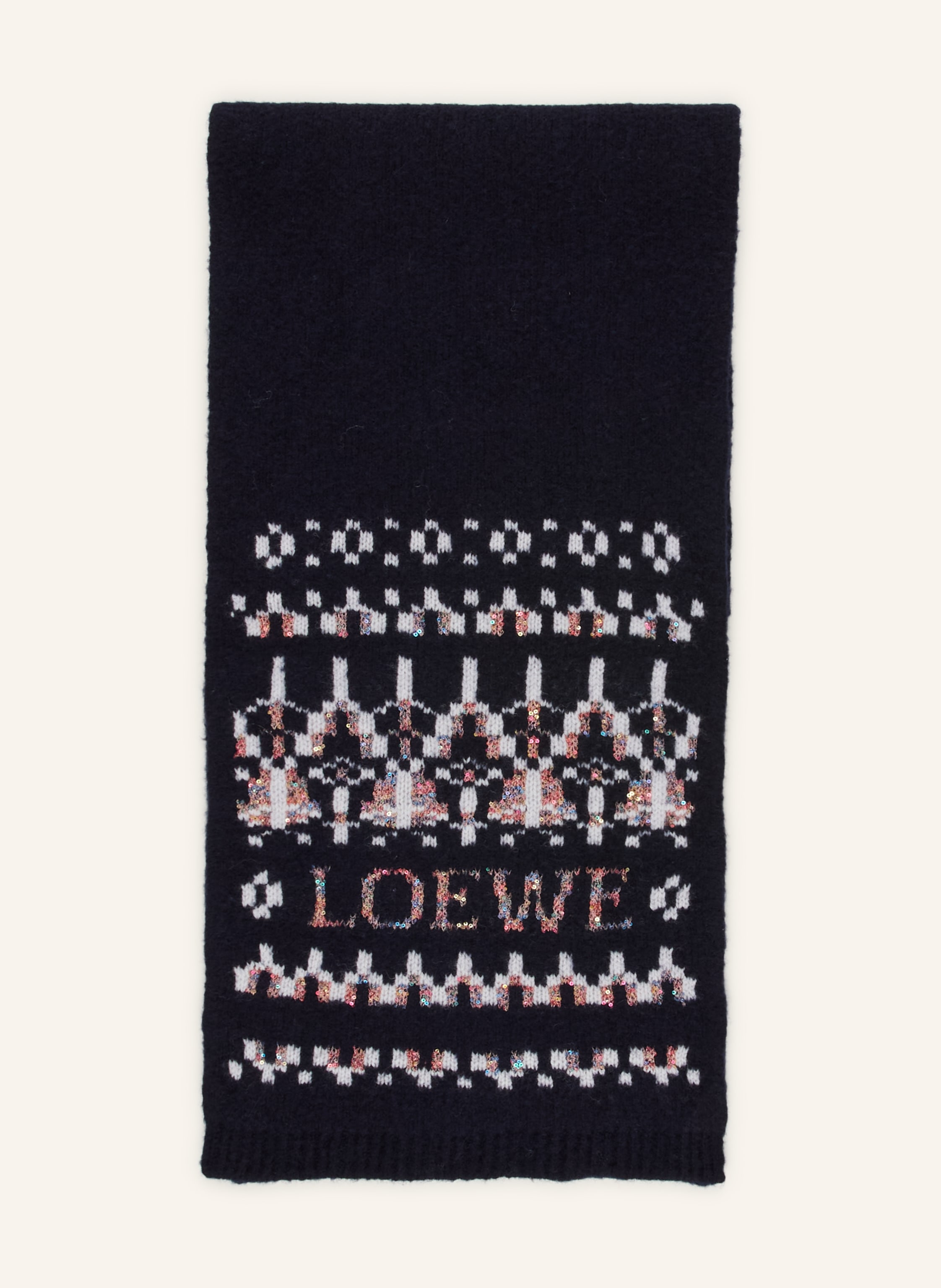 Loewe Loewe Schal Mit Pailletten blau in DUNKELBLAU / BRAUN / CREME