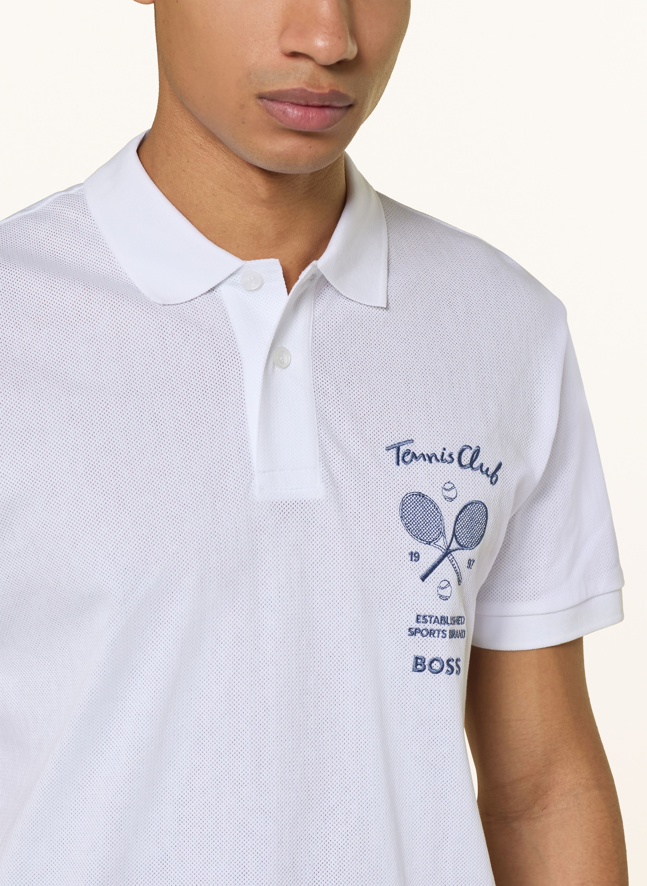 Thumbnail - Boss Mesh-Poloshirt Member weiss