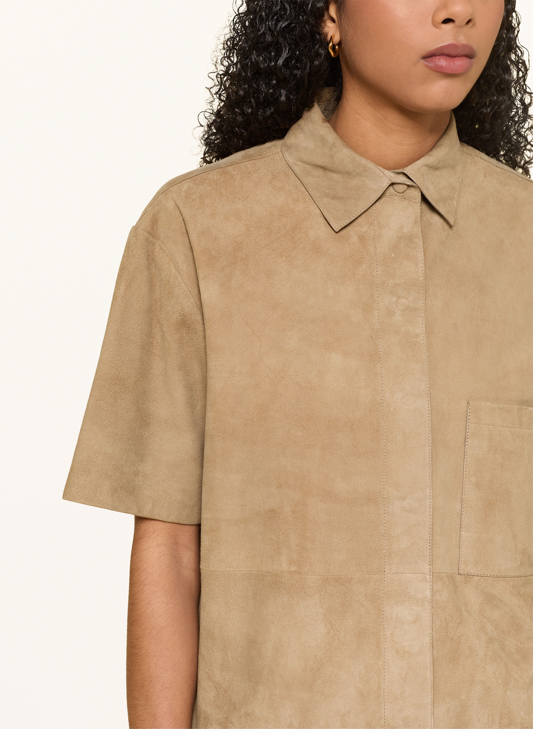 Thumbnail - Mrs & Hugs Hemdbluse Aus Leder beige