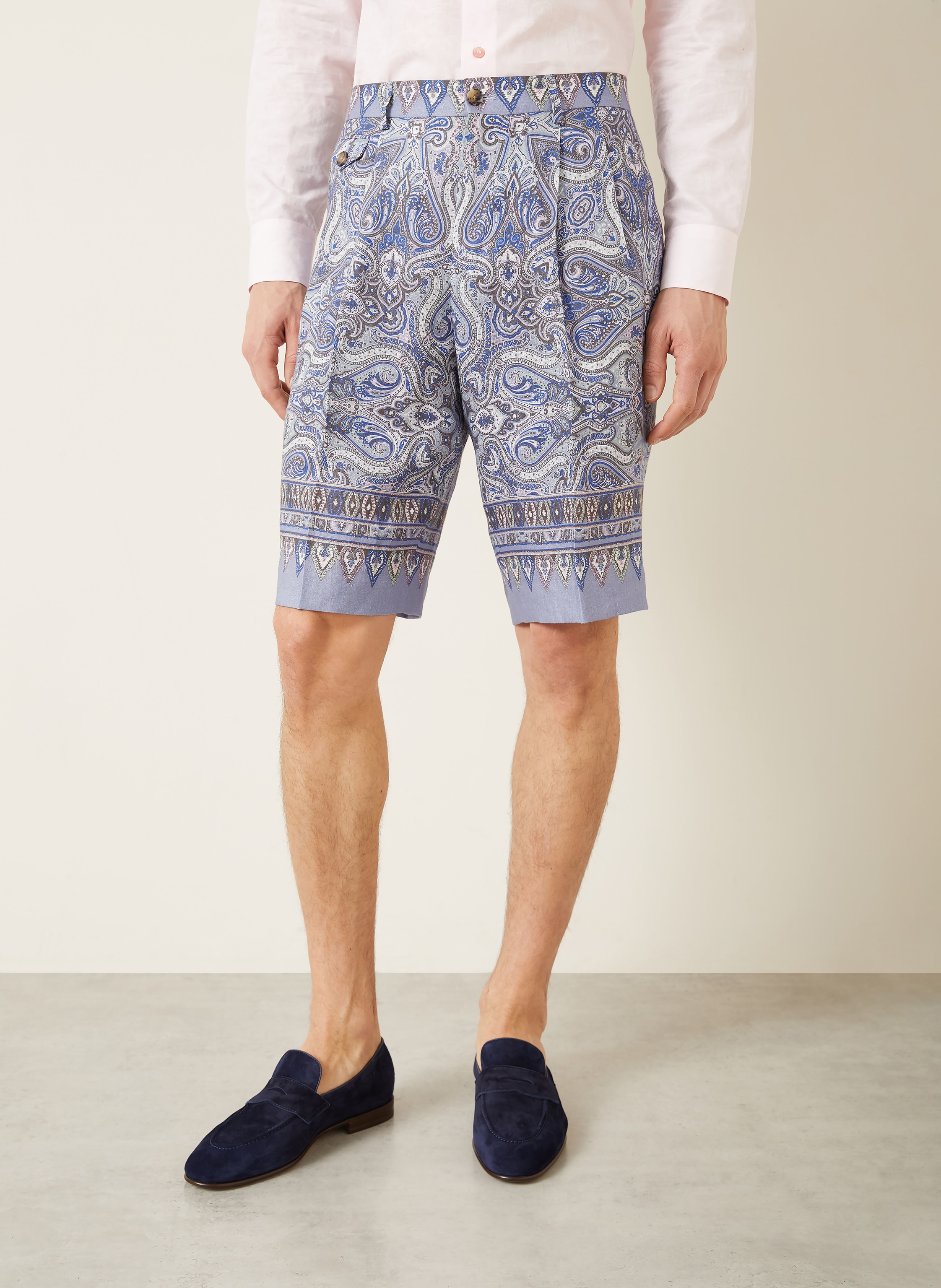 Thumbnail - Etro Leinenshorts blau