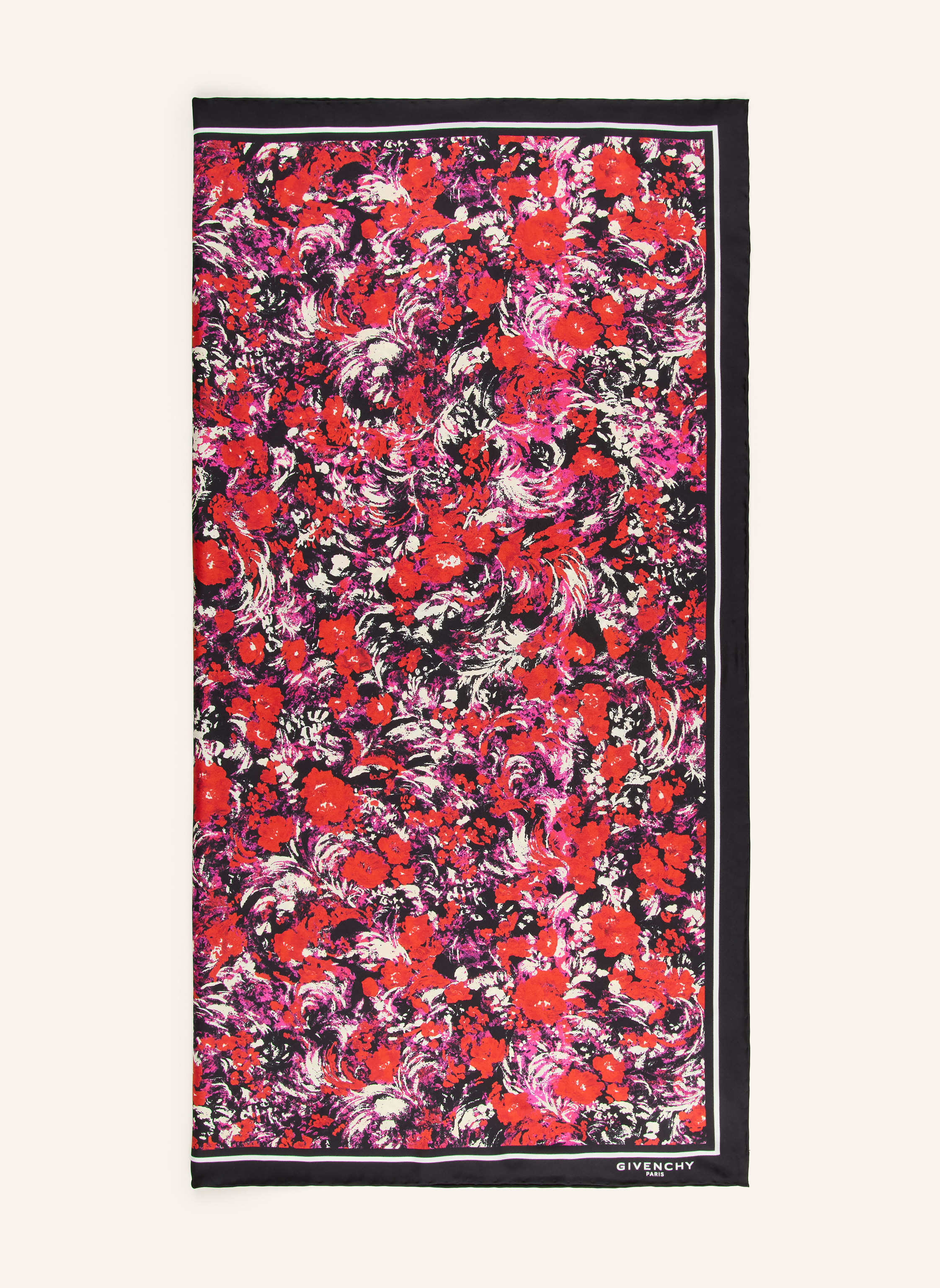 GIVENCHY silk scarf in red / pink / black