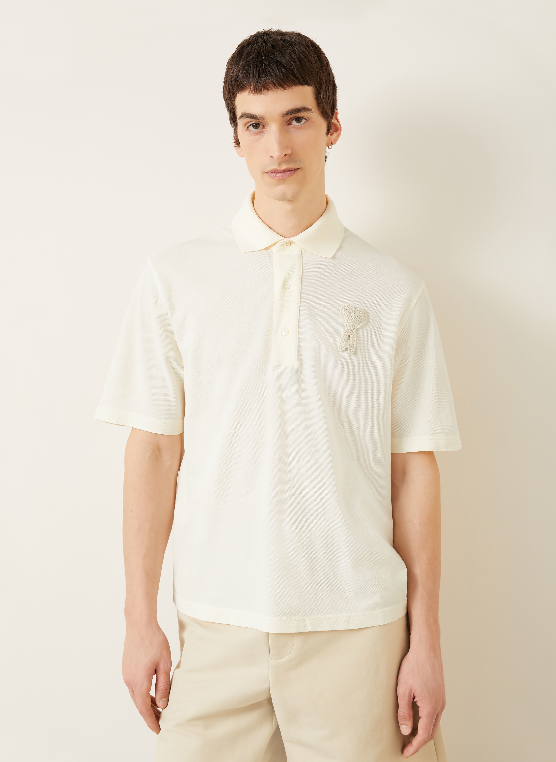 Thumbnail - Ami Paris Piqué-Poloshirt beige