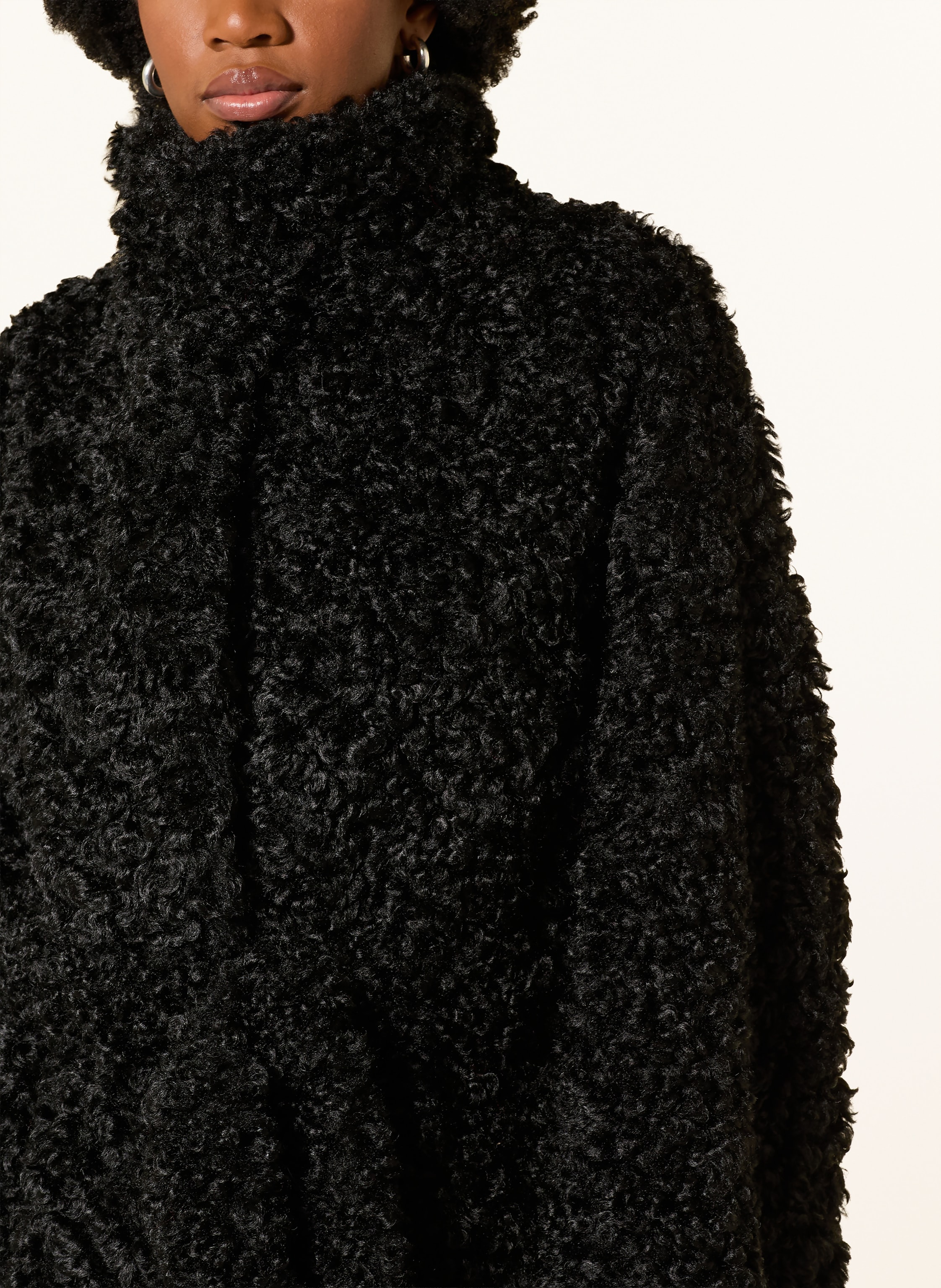 Thumbnail - The Frankie Shop Teddyfell-Mantel Ravello schwarz