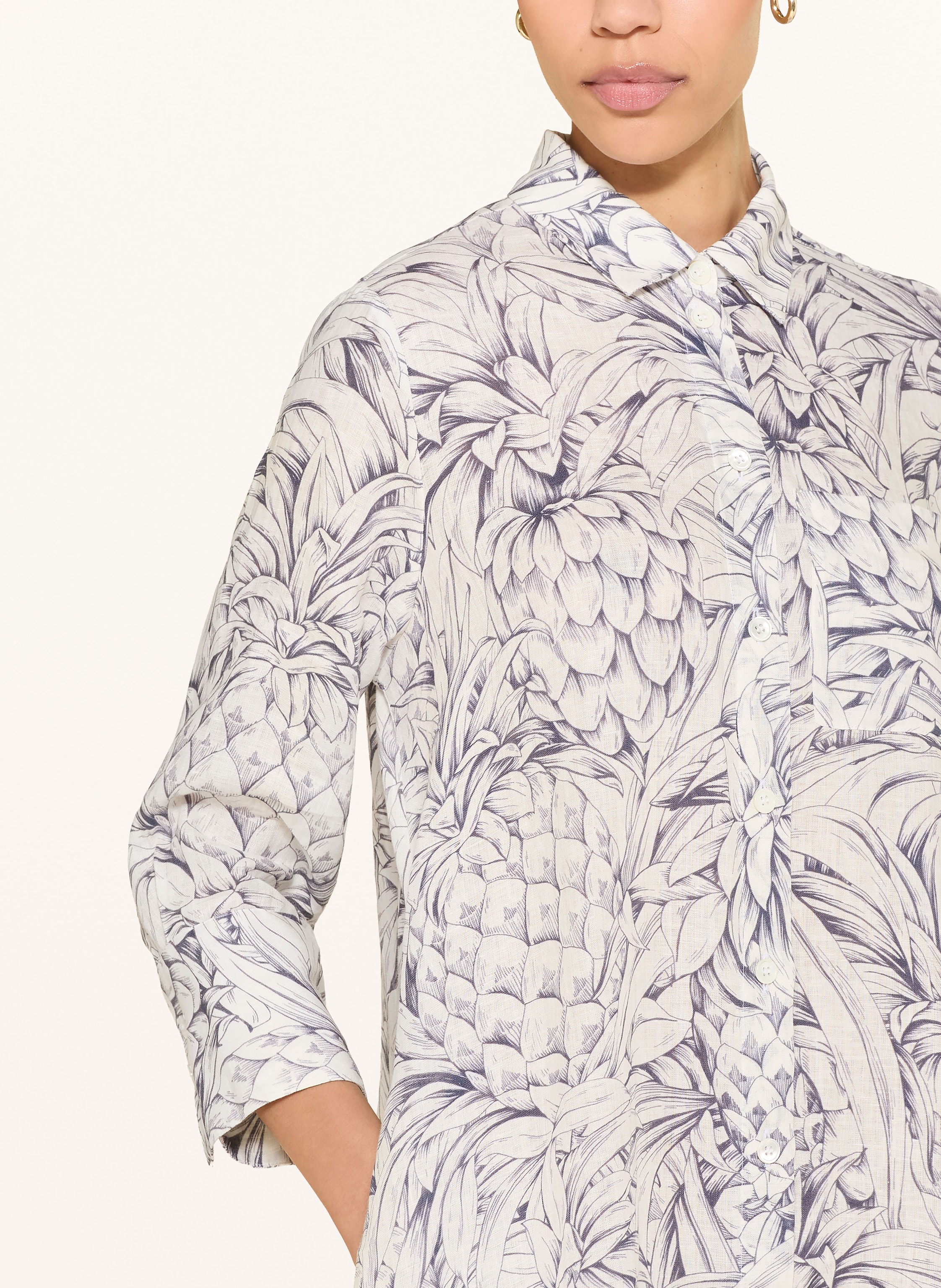 Thumbnail - Robert Friedman Hemdblusenkleid Aus Leinen Mit 3/4-Arm blau