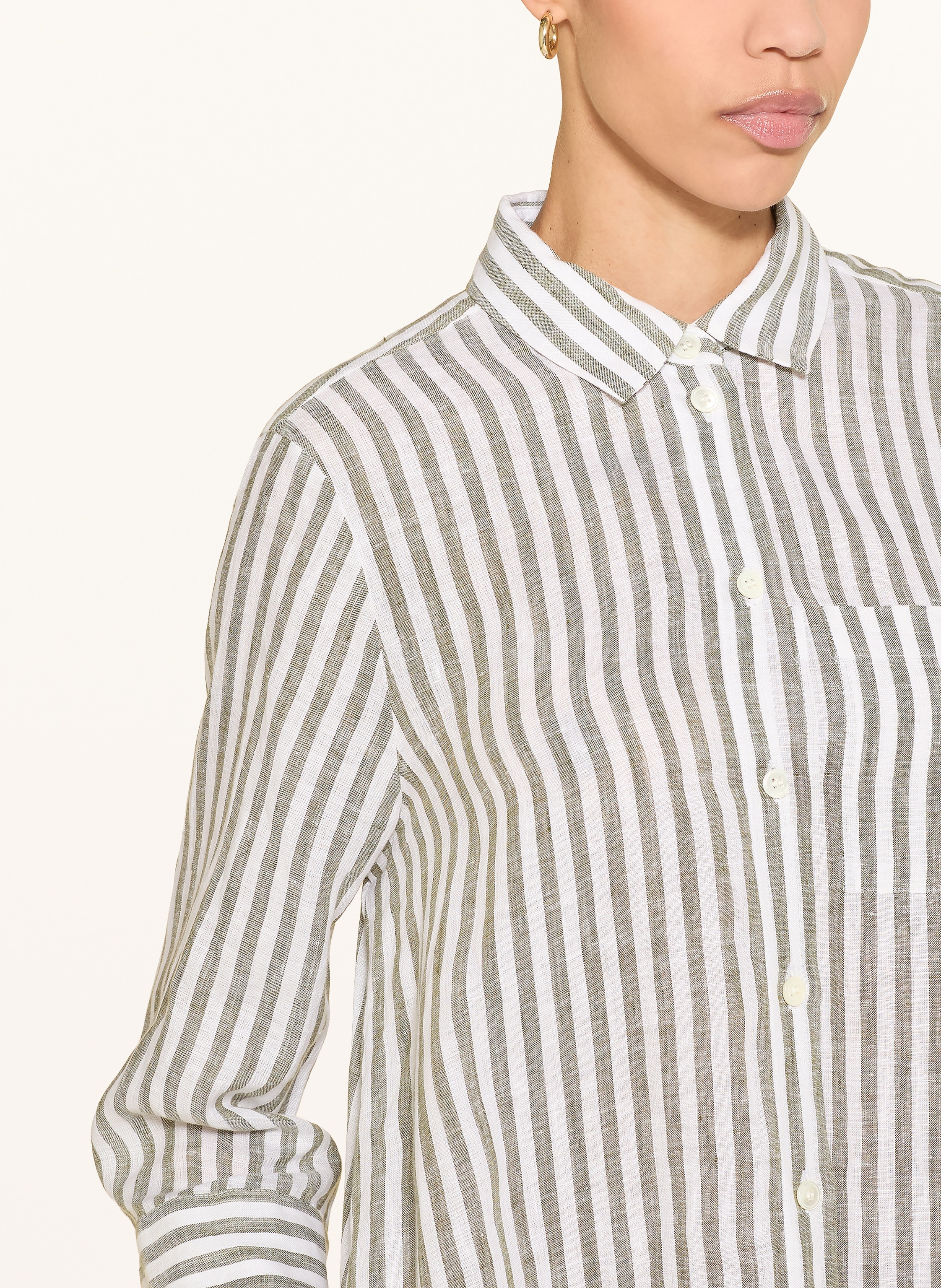 Thumbnail - Robert Friedman Hemdblusenkleid Aus Leinen Mit 3/4-Arm gruen