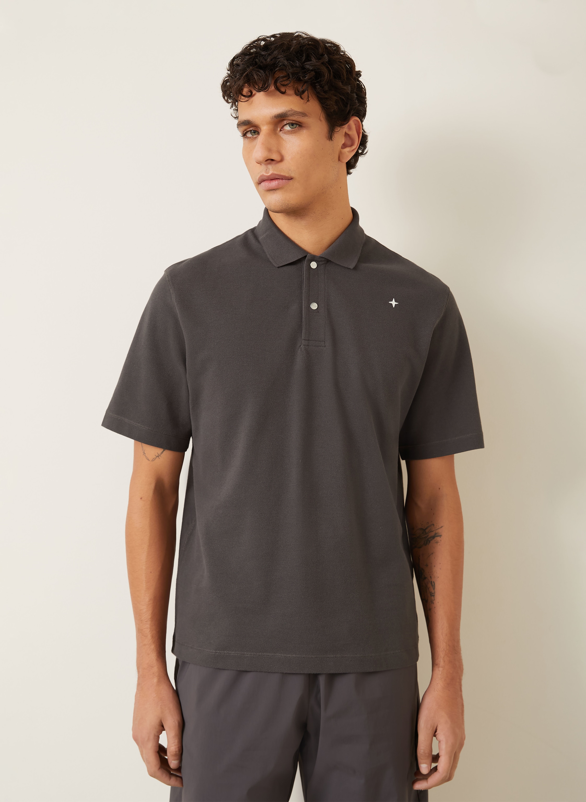 Thumbnail - Stone Island Piqué-Poloshirt Stellina grau