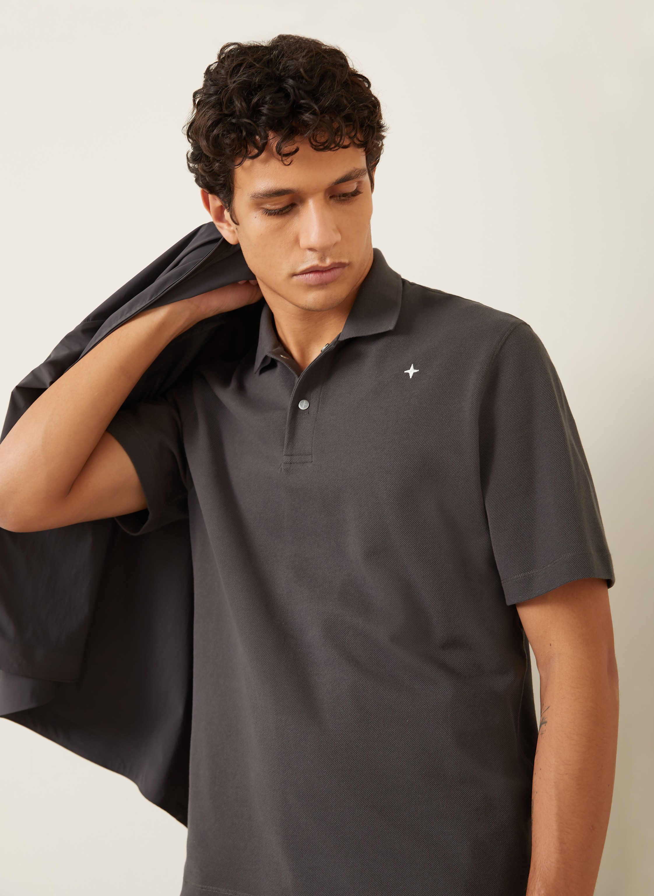 Thumbnail - Stone Island Piqué-Poloshirt Stellina grau