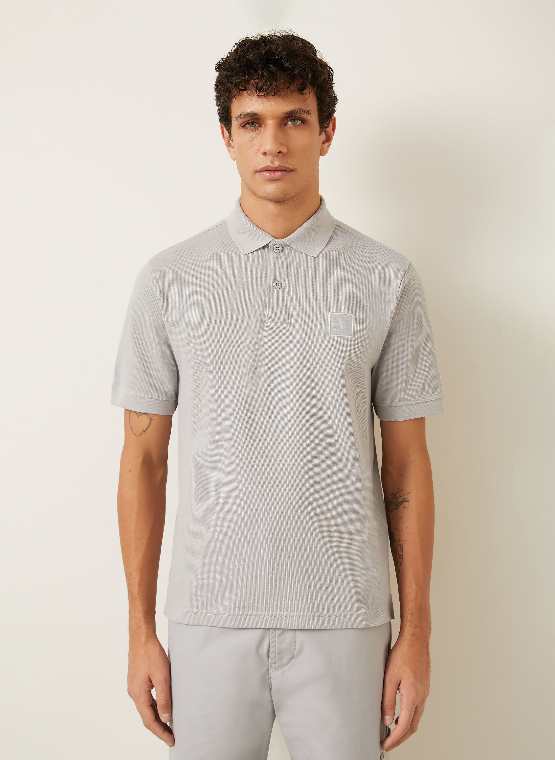 Thumbnail - Stone Island Piqué-Poloshirt grau