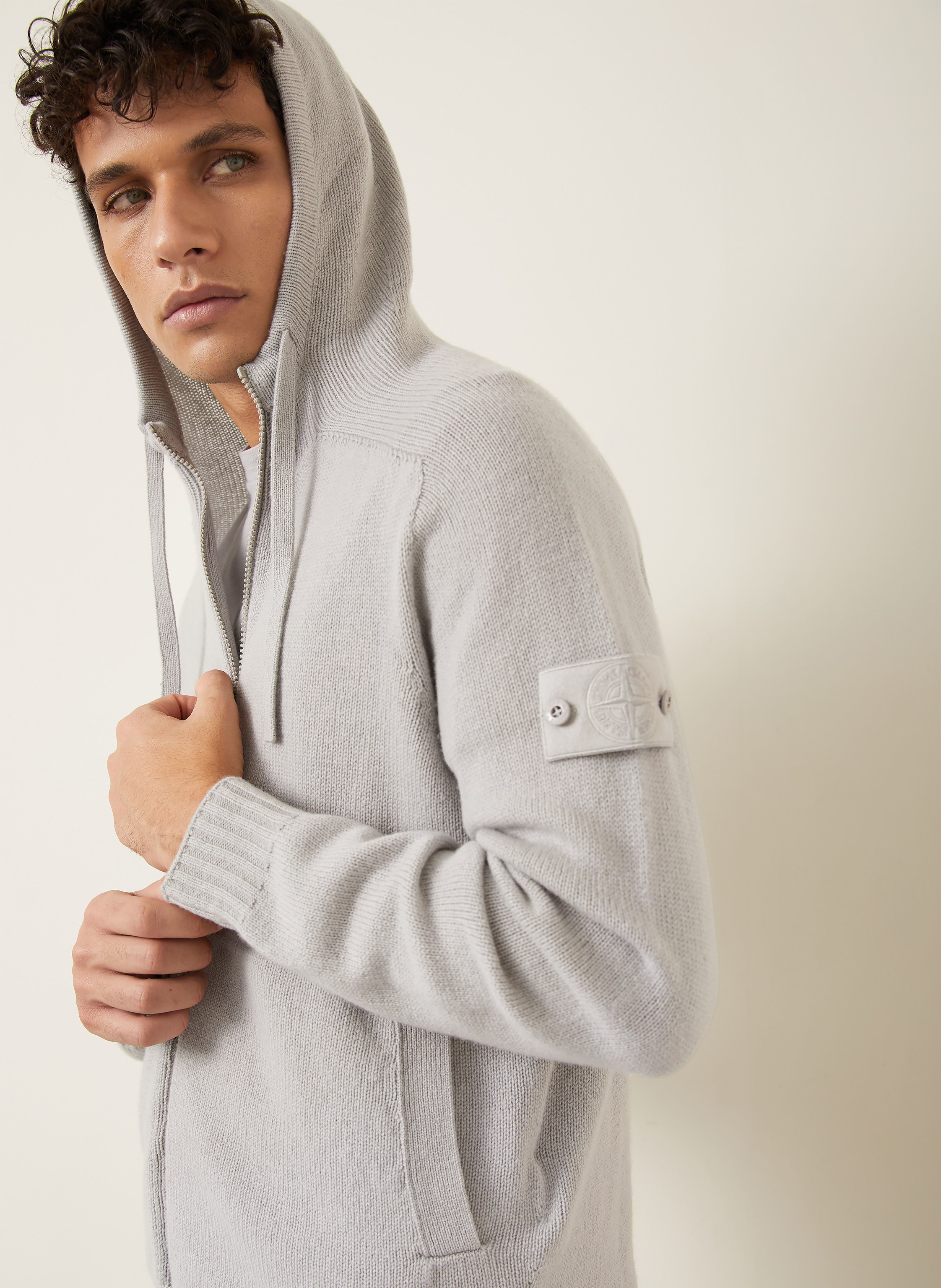 Thumbnail - Stone Island Strickjacke Ghost Aus Cashmere grau