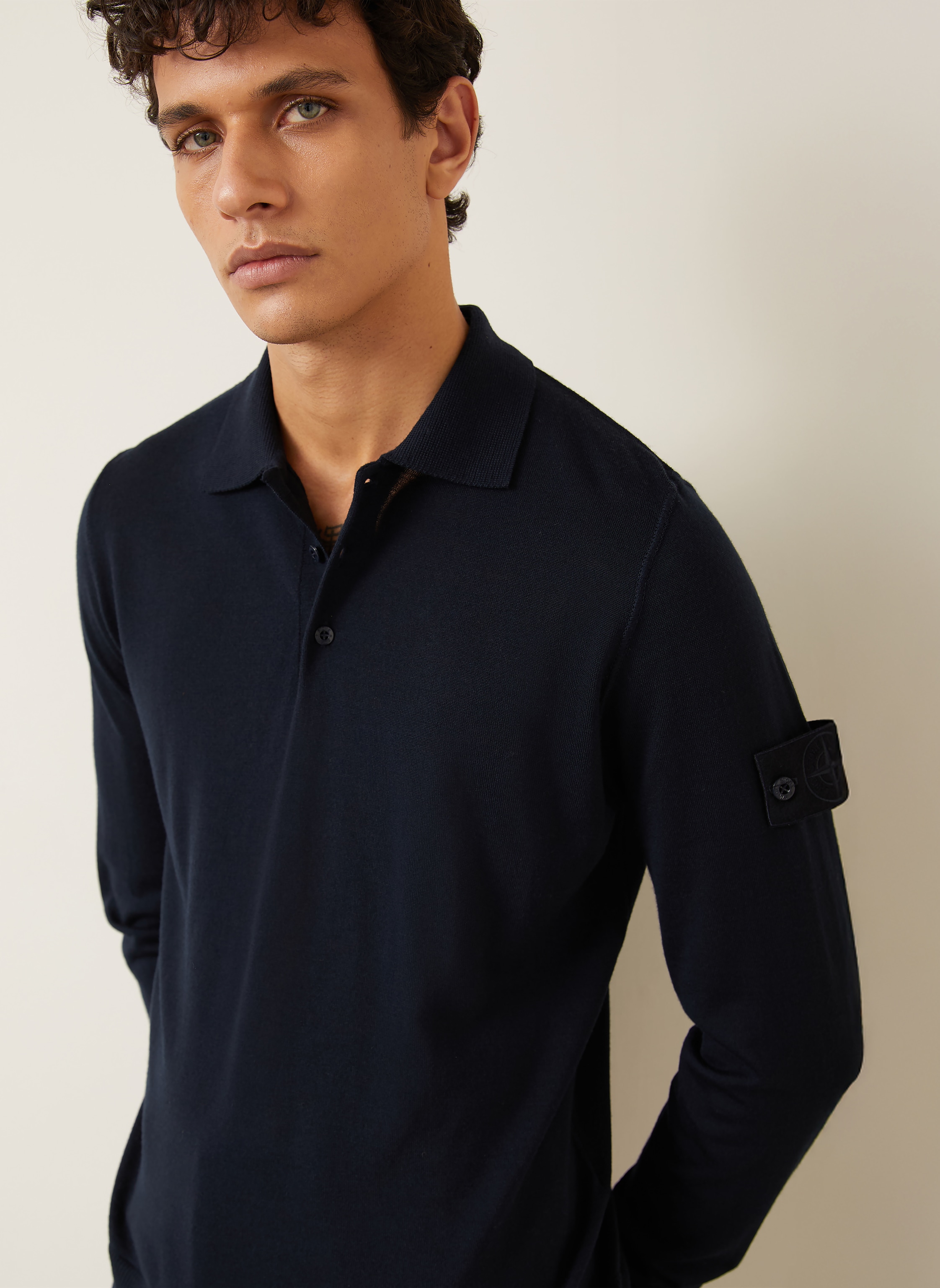 Thumbnail - Stone Island Strick-Poloshirt Ghost blau