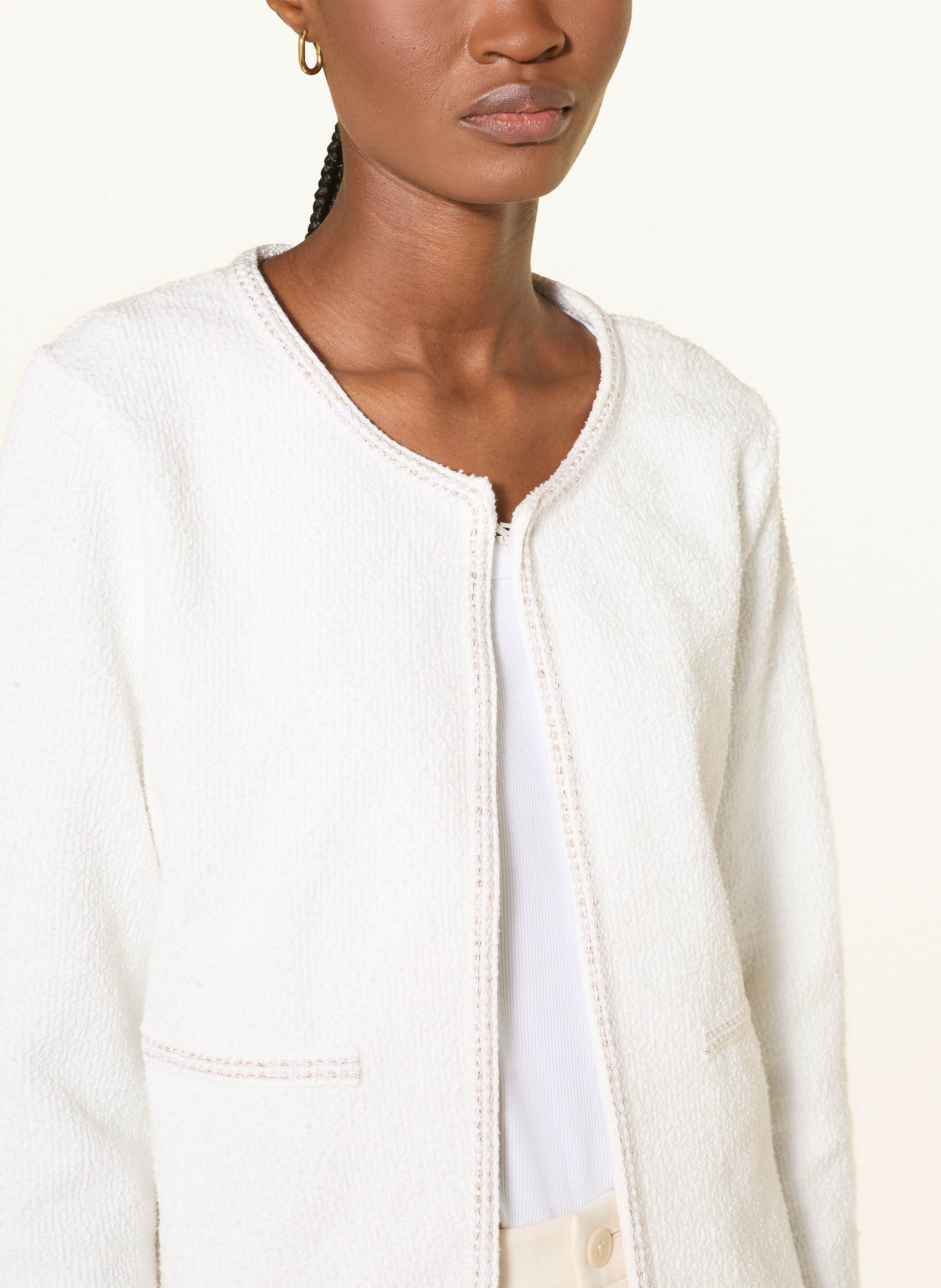 Thumbnail - More & More Bouclé-Jacke Mit Glitzergarn weiss