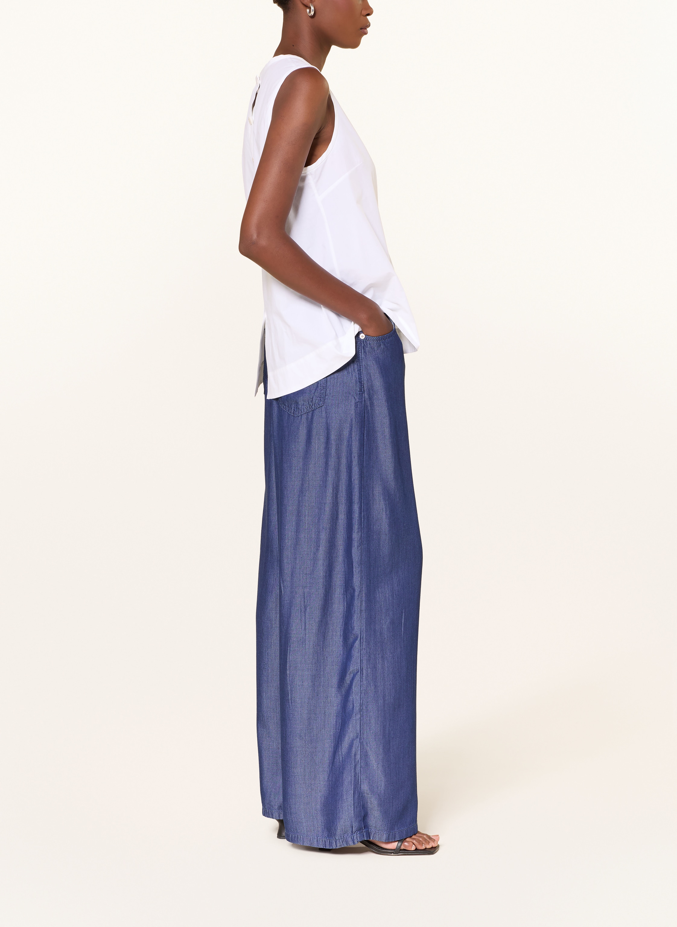 Thumbnail - Ottod'ame Marlenehose In Jeansoptik blau