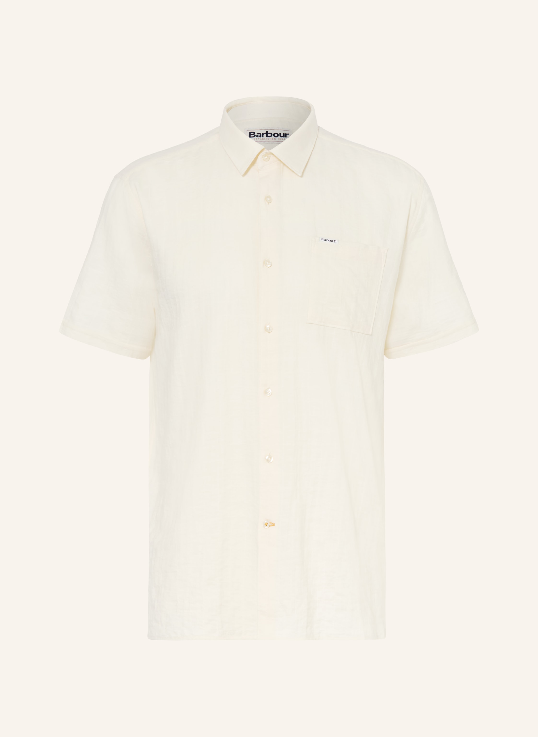 Barbour Kurzarm-Hemd Kingswood Relaxed Fit weiss
