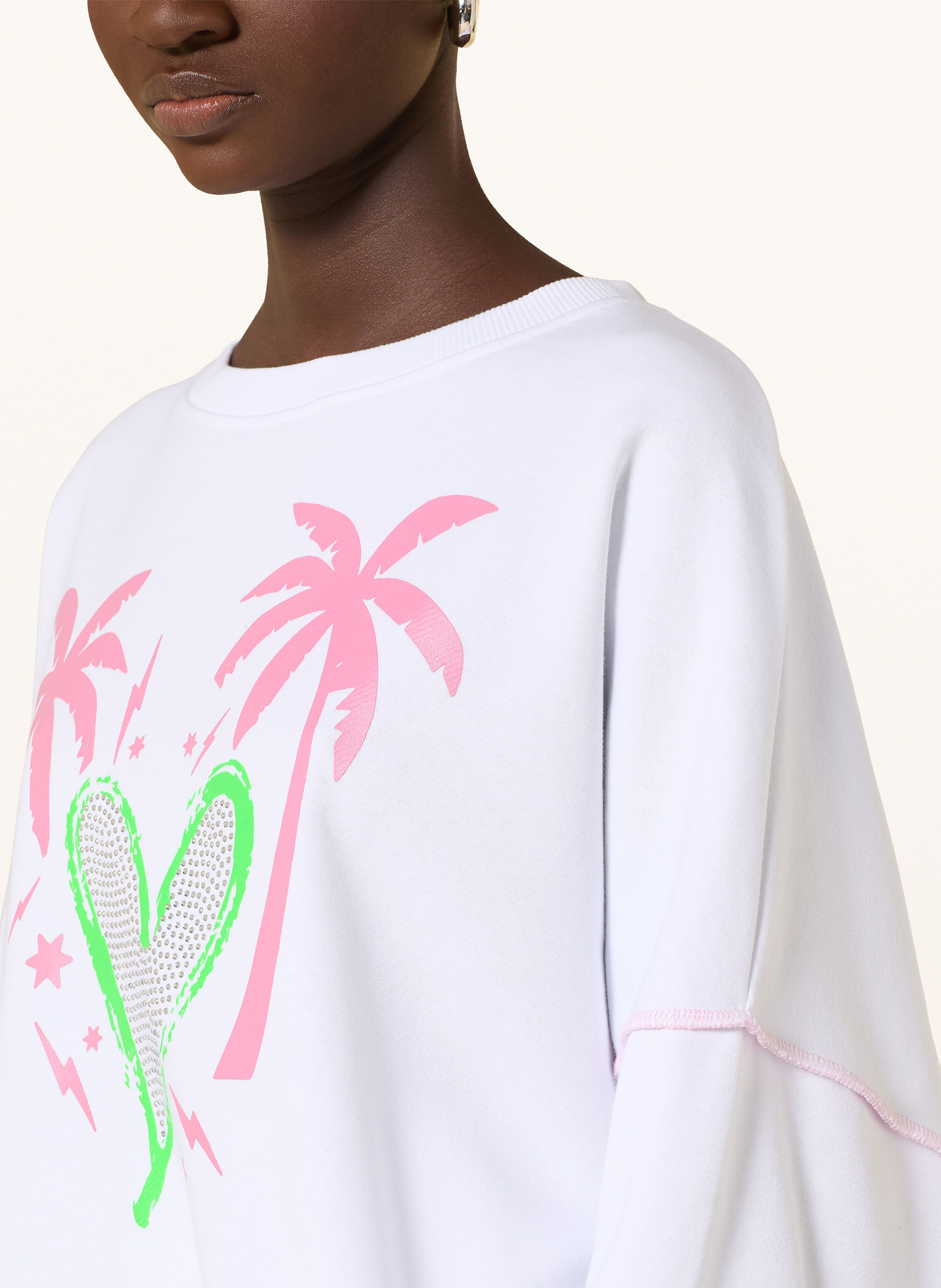 Thumbnail - Miss Goodlife Oversized-Sweatshirt Mit Schmucksteinen weiss