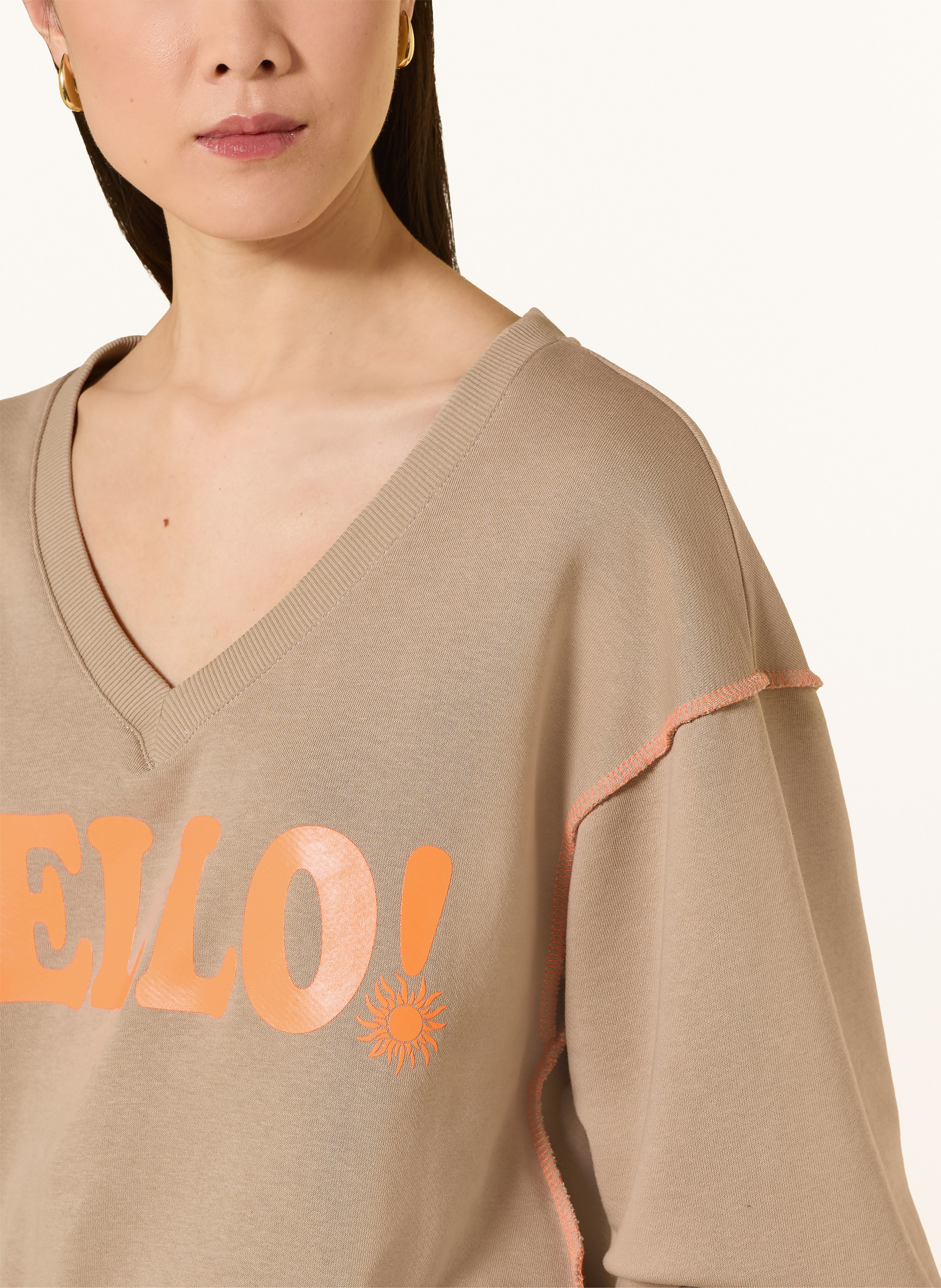 Thumbnail - Miss Goodlife Sweatshirt Mit Schmucksteinen beige