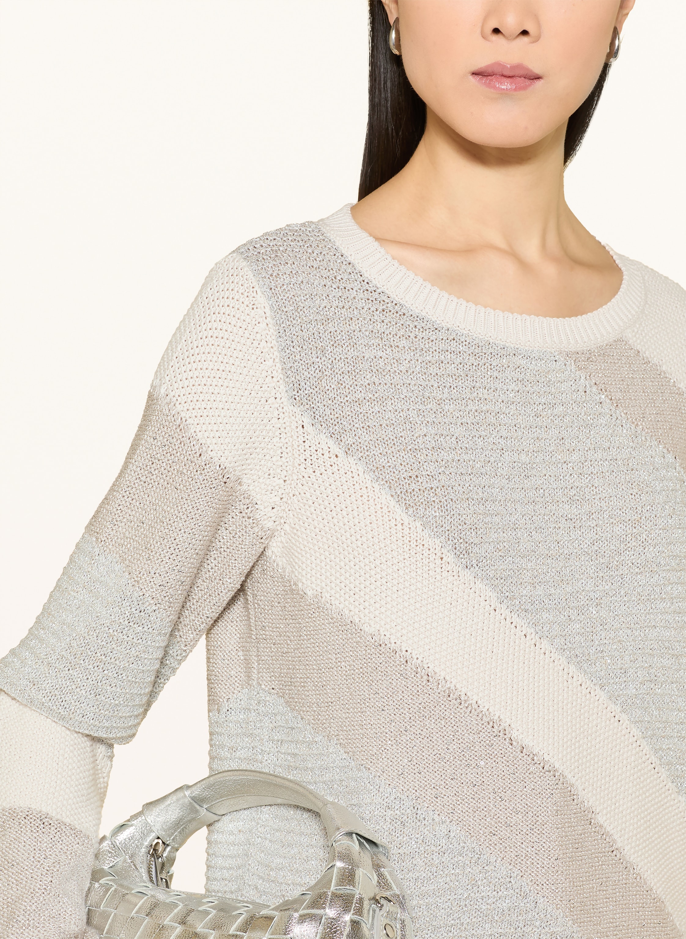 Thumbnail - Monari Pullover Mit Glitzergarn Und Pailletten beige
