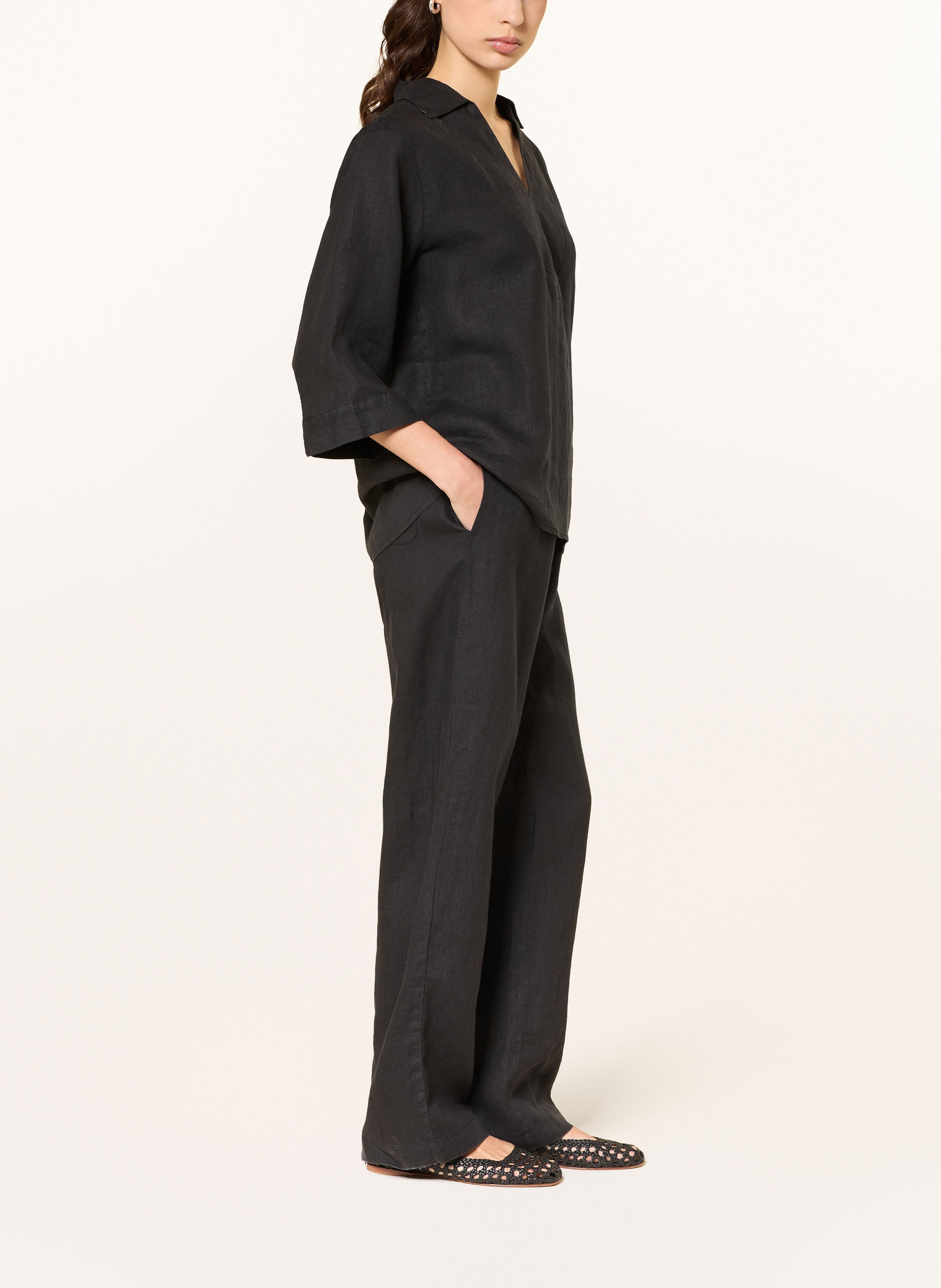 Thumbnail - Lilienfels Marlenenhose Anton Aus Leinen schwarz