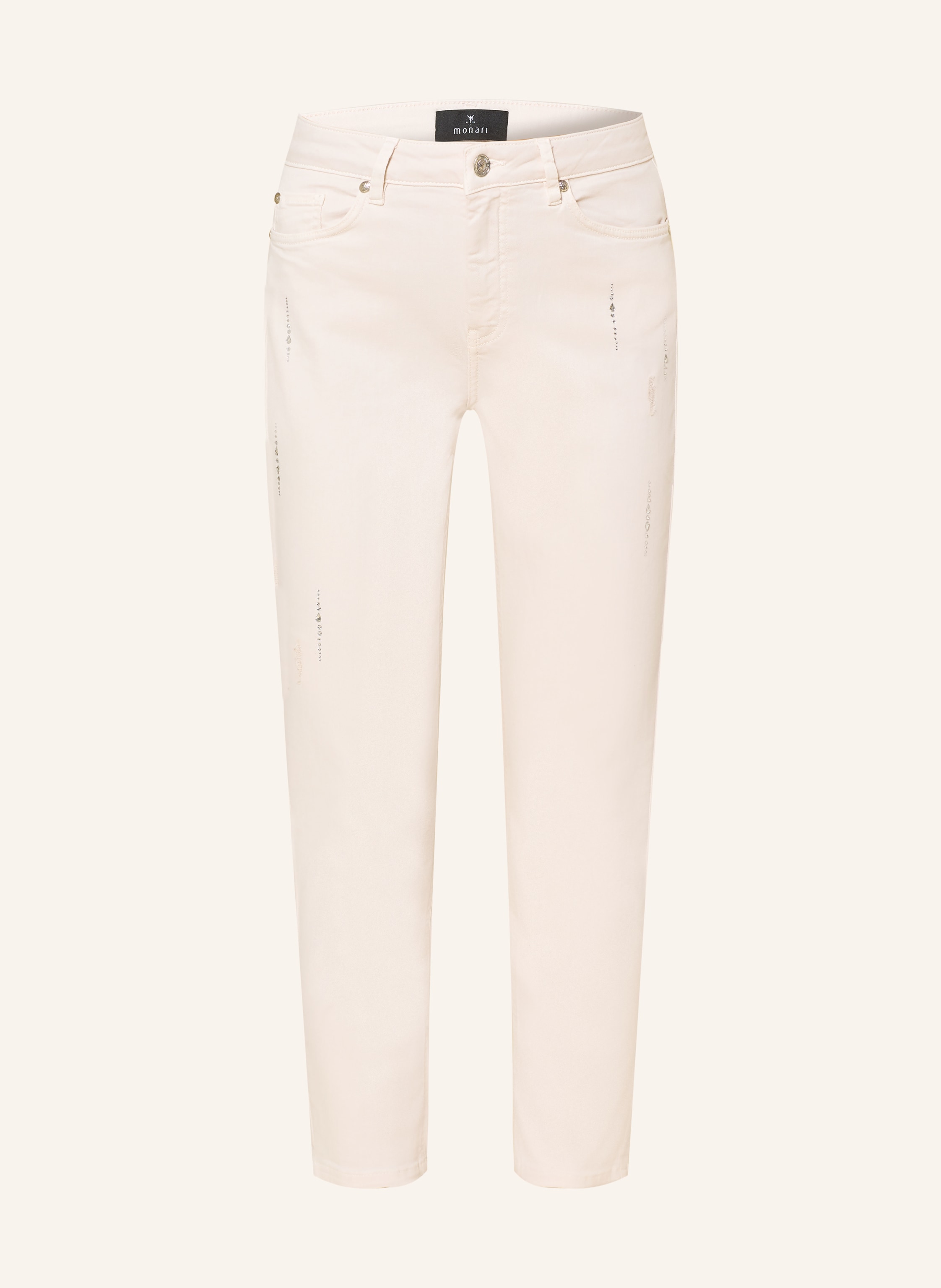 Monari Cropped Jeans Mit Schmucksteinen beige