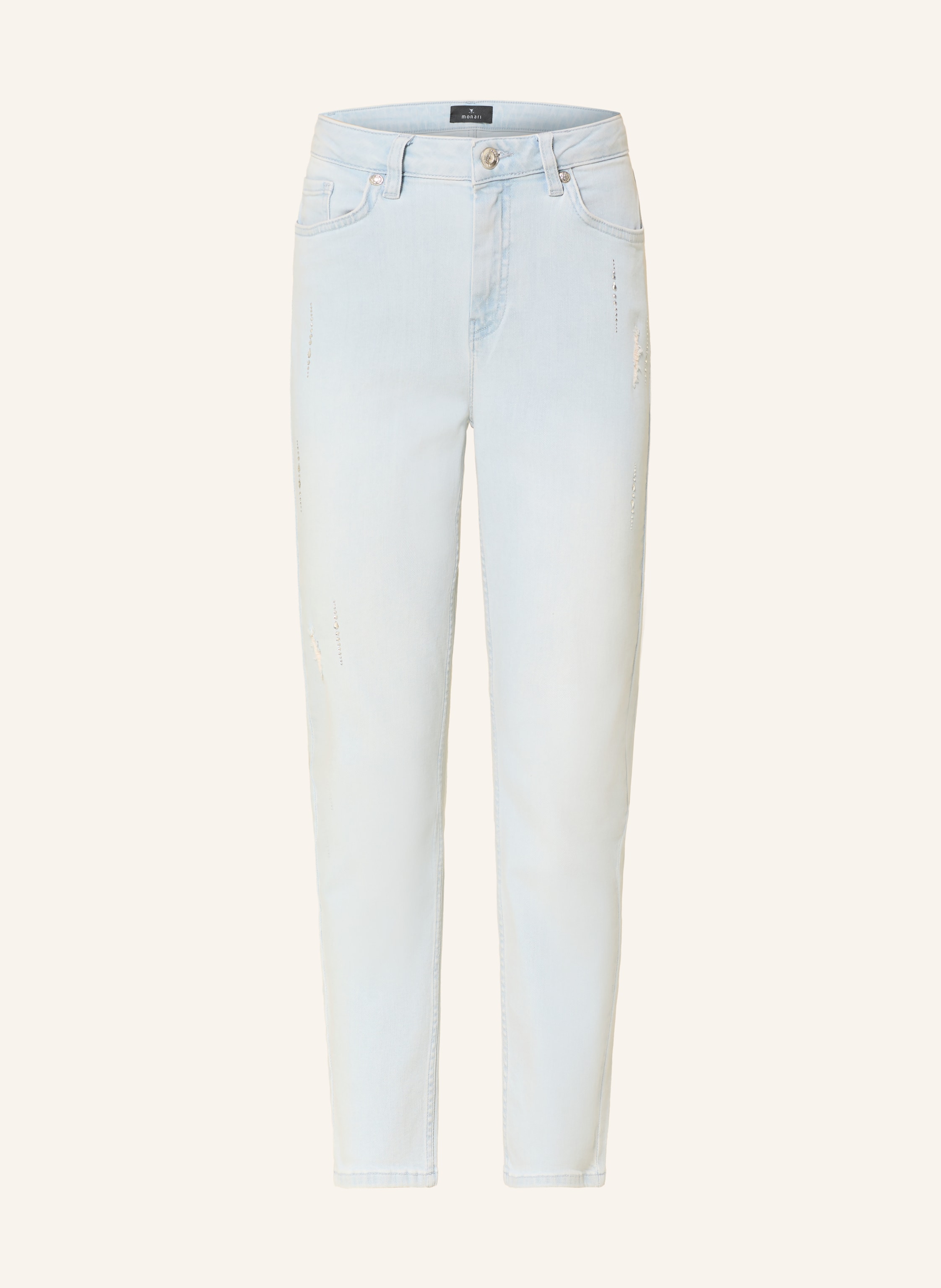 Monari Cropped Jeans Mit Schmucksteinen blau
