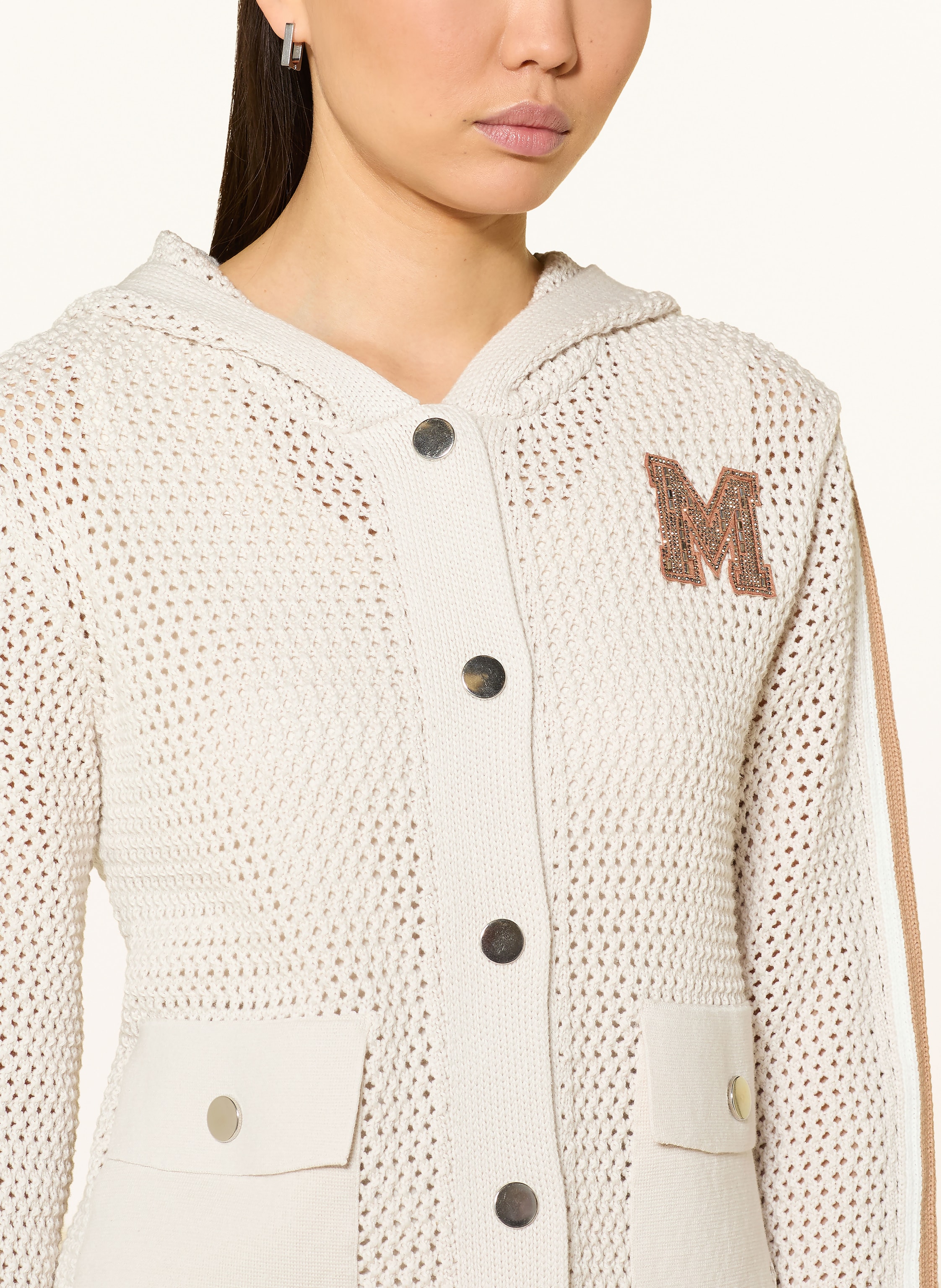 Thumbnail - Monari Strickjacke Mit Schmucksteinen beige