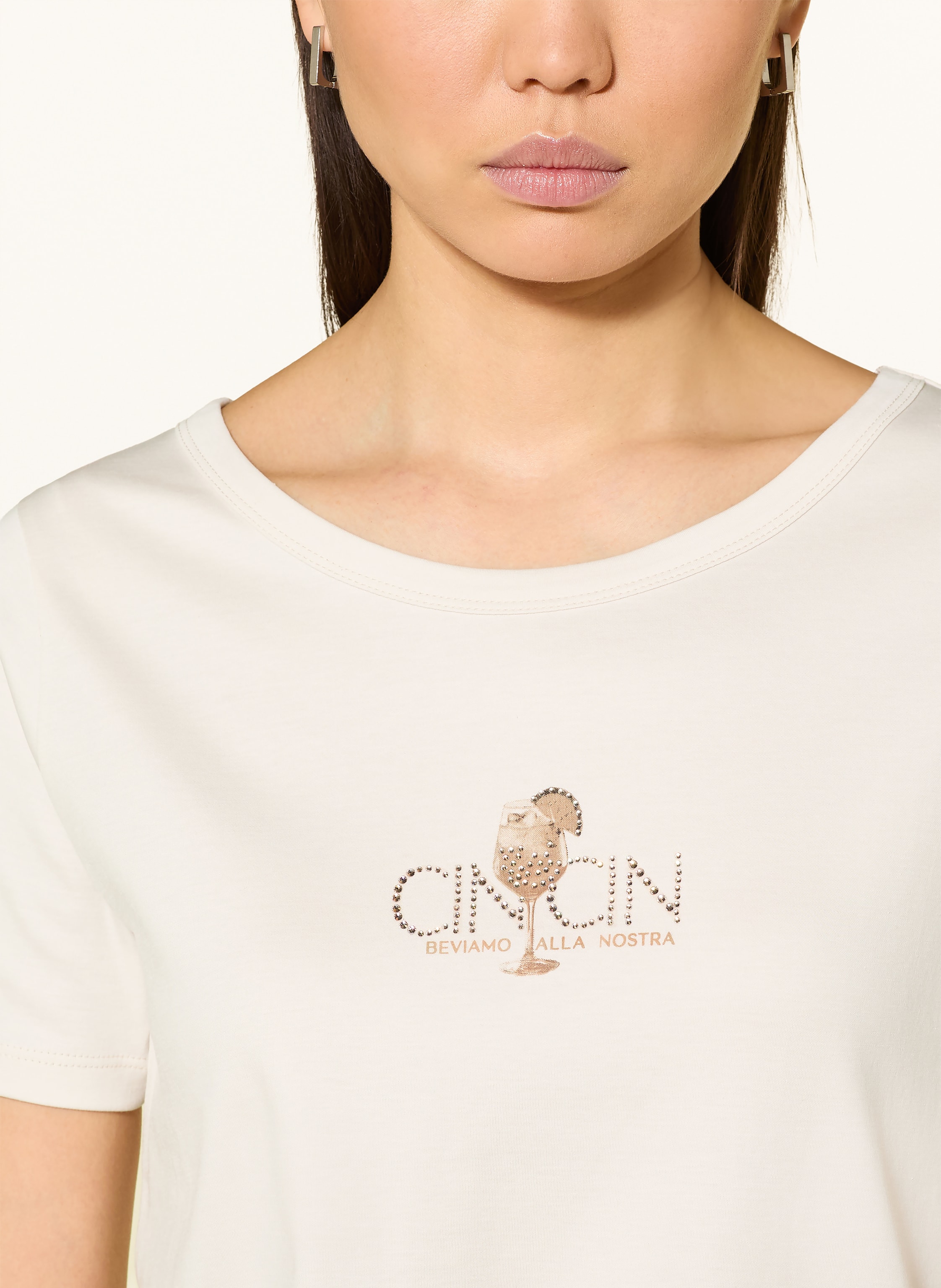 Thumbnail - Monari T-Shirt Mit Schmucksteinen beige