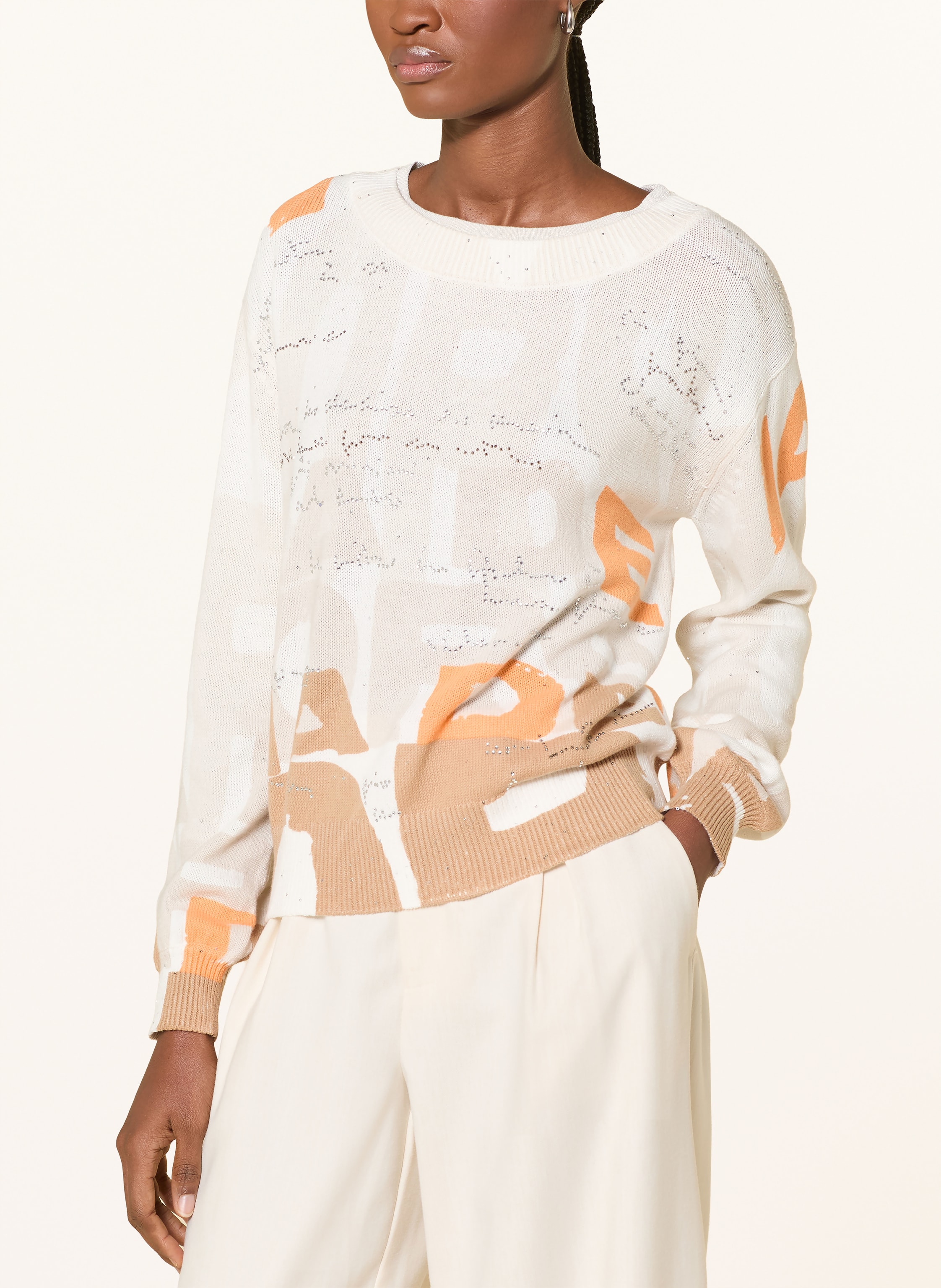 Thumbnail - Monari Pullover Mit Schmucksteinen beige