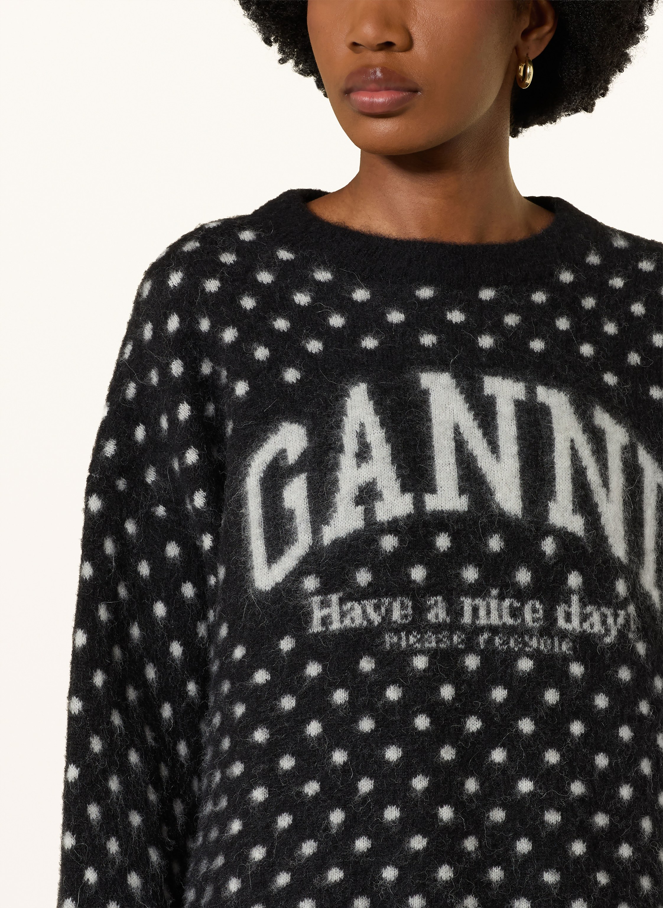 Thumbnail - Ganni Oversized-Pullover Mit Alpaka schwarz