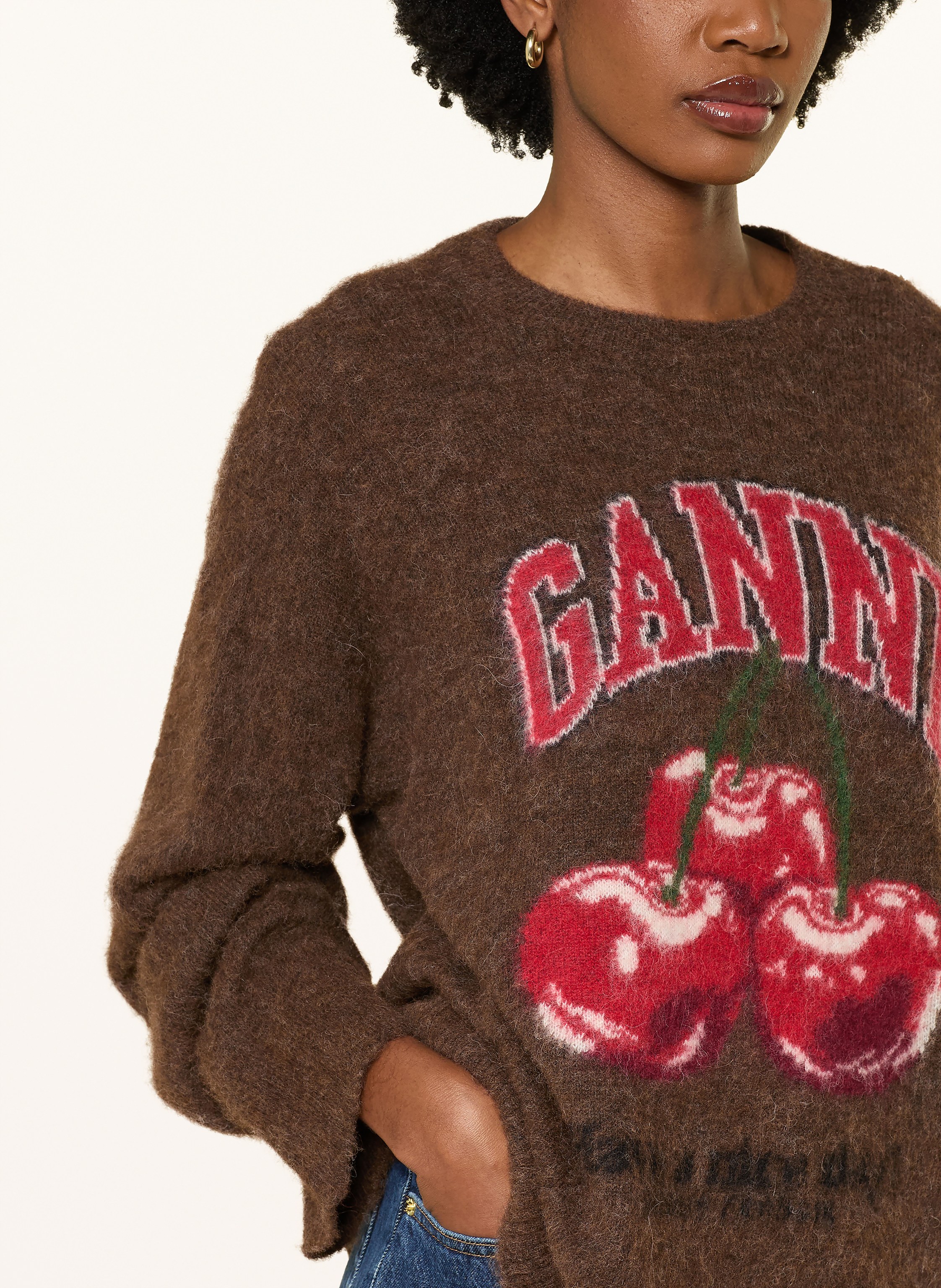 Thumbnail - Ganni Oversized-Pullover Mit Alpaka braun