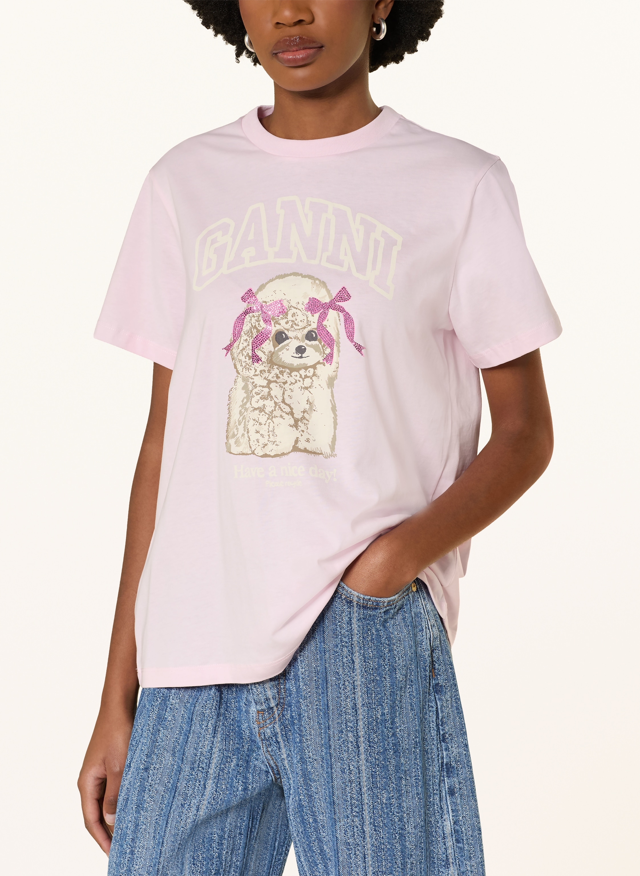 Thumbnail - Ganni T-Shirt rosa