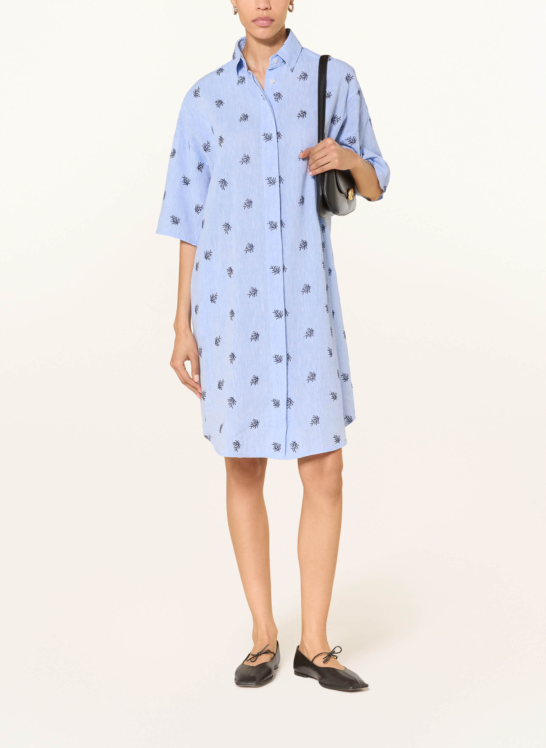 Thumbnail - 0039 Italy Hemdblusenkleid Derby Mit Leinen blau