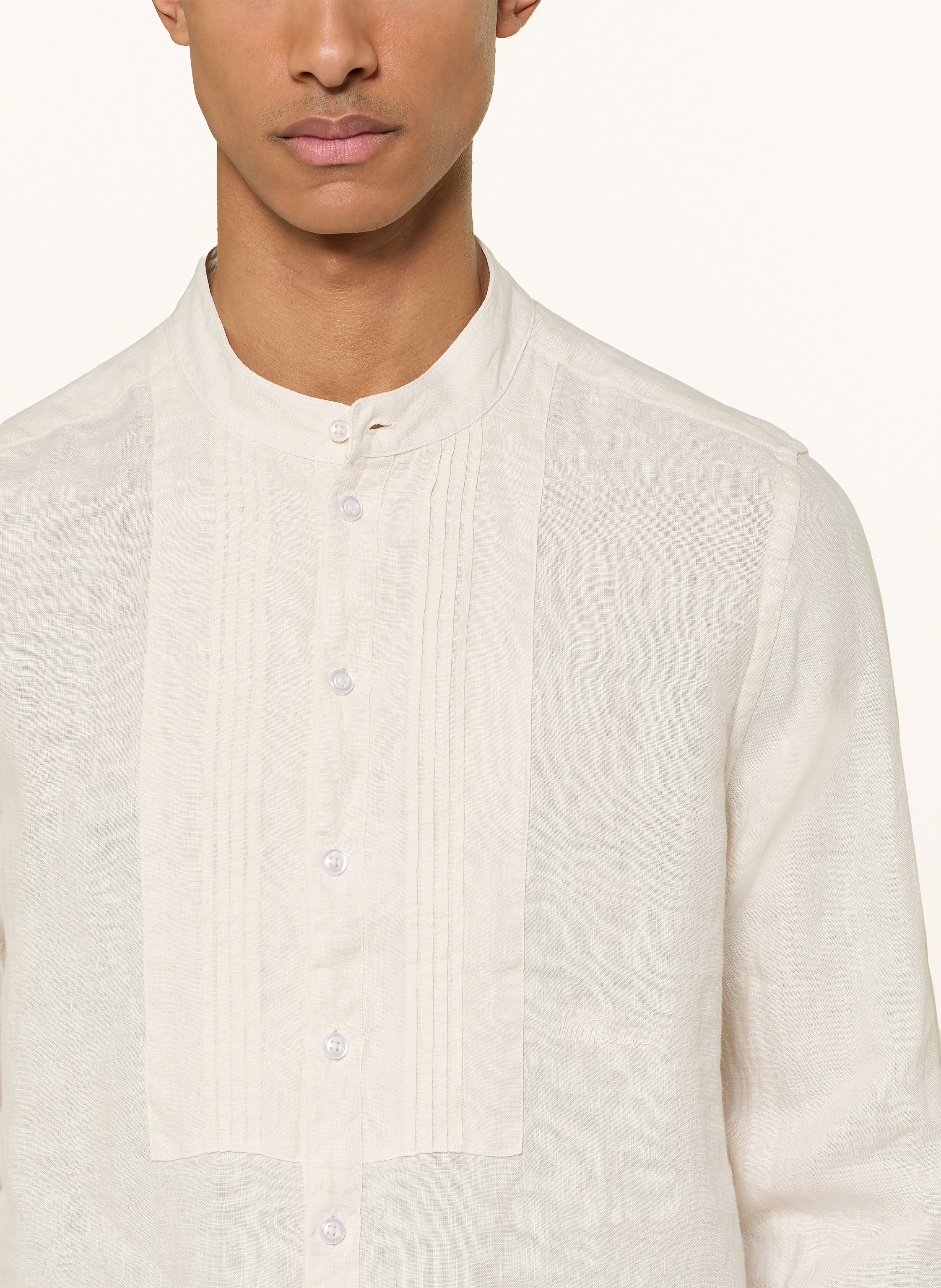 Thumbnail - Luis Trenker Leinenhemd Lubarnay Regular Fit Mit Stehkragen beige
