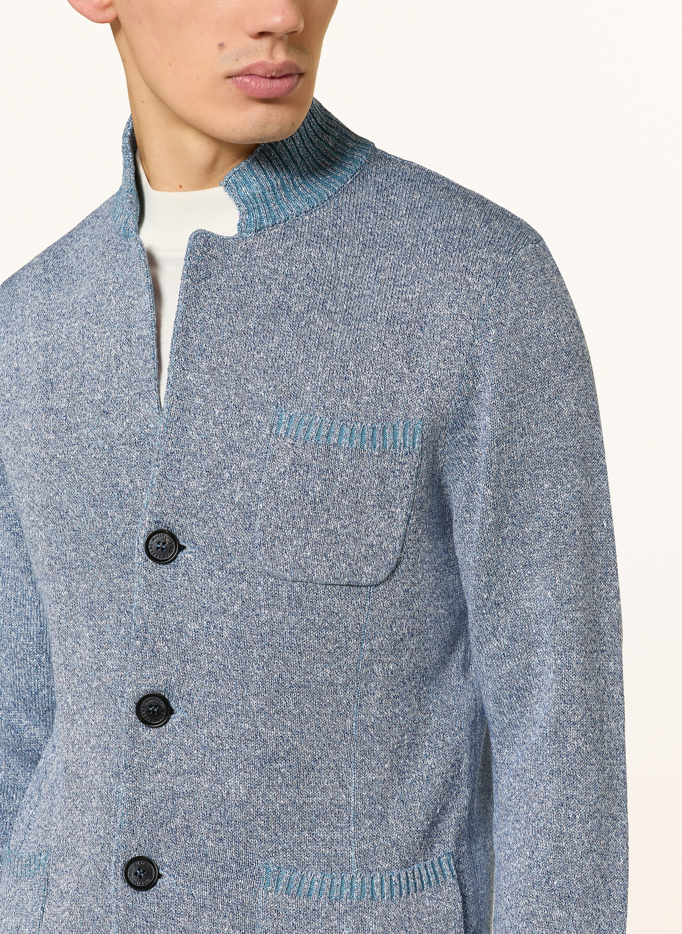 Thumbnail - Maurizio Baldassari Strick-Overjacket Vanise Mit Leinen blau