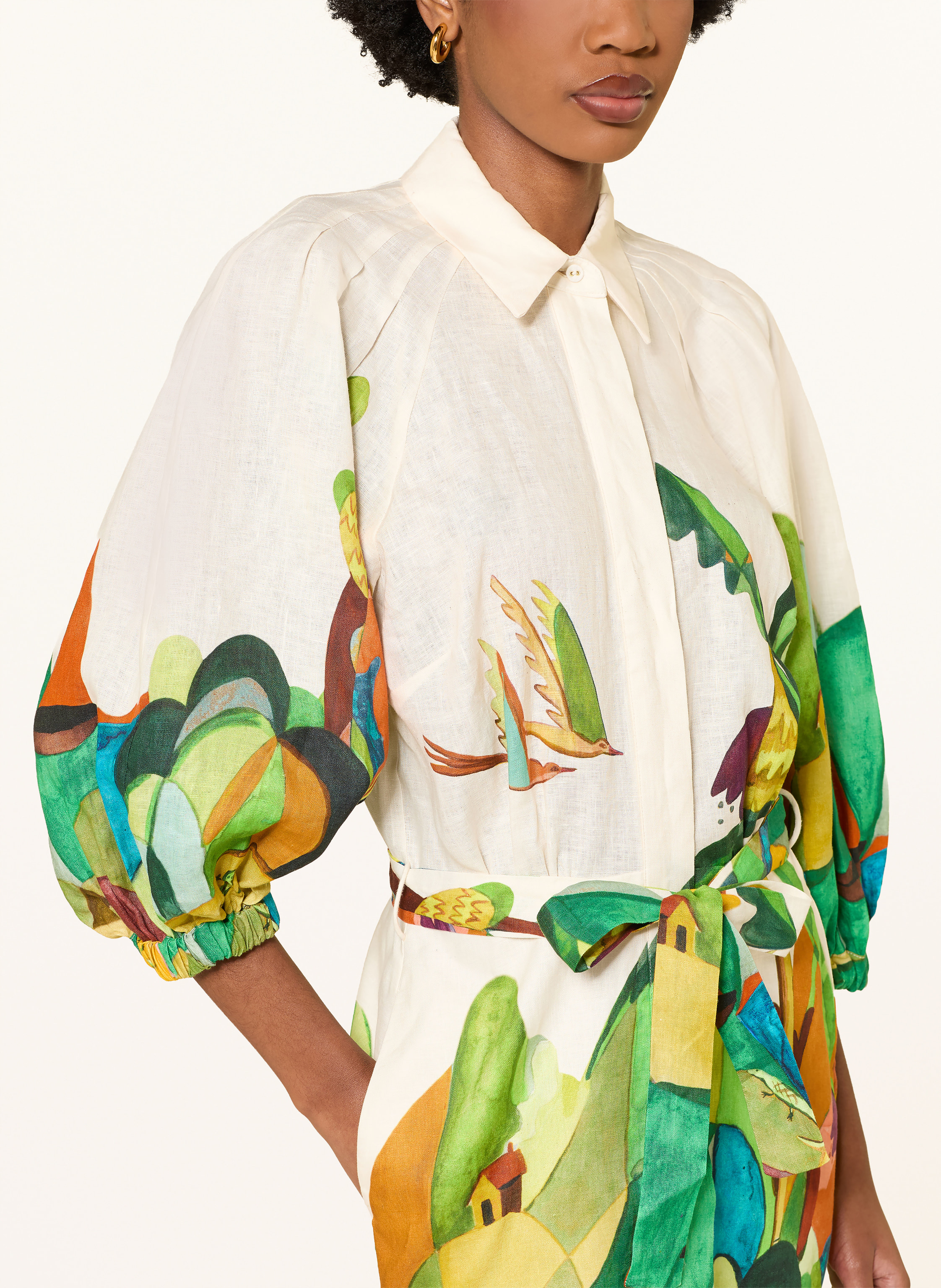 Thumbnail - Alémais Hemdblusenkleid Mokshini Aus Leinen Mit 3/4-Arm weiss