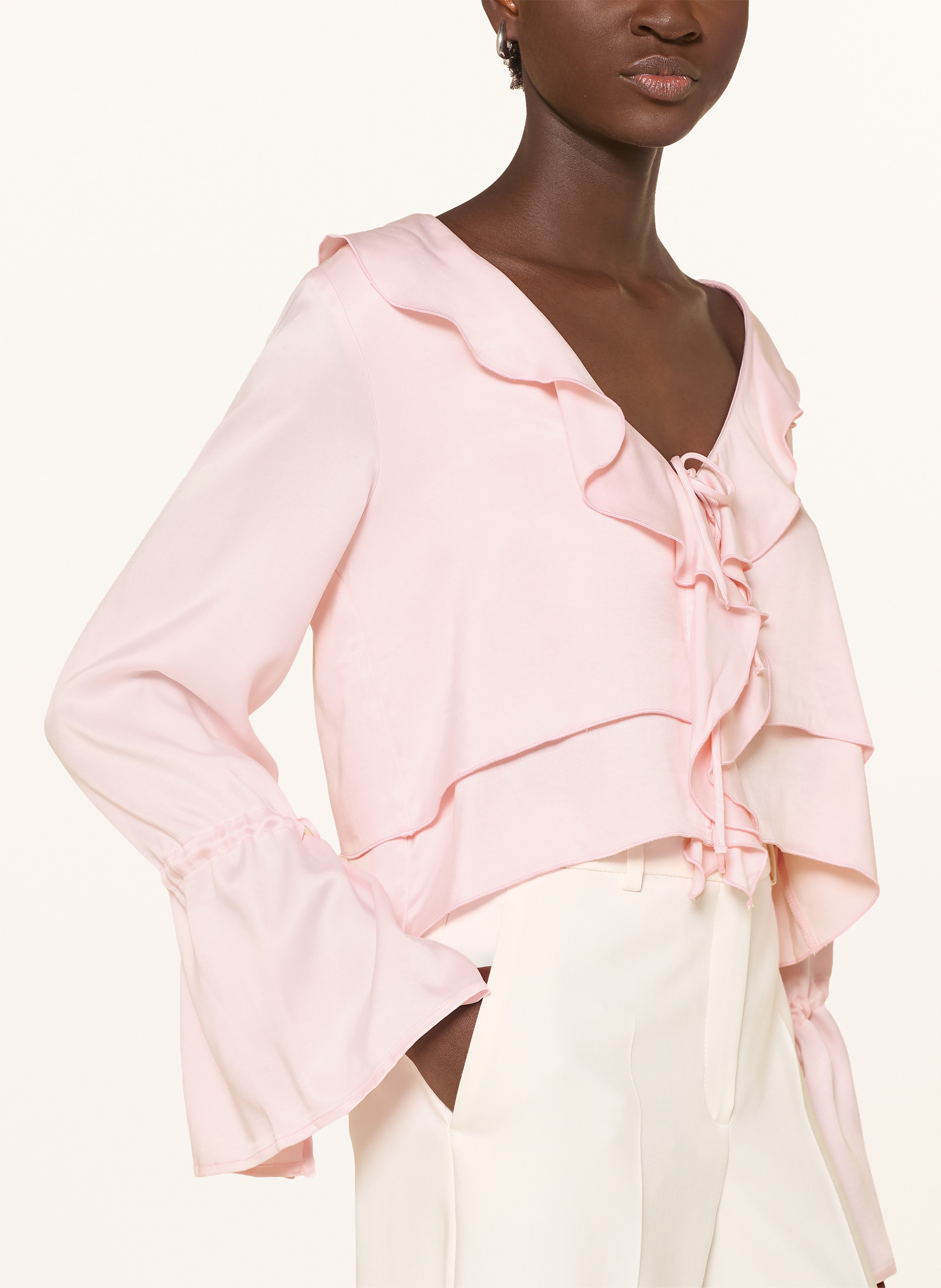 Thumbnail - Ninety-9 Bluse Romantic Mit Volants rosa