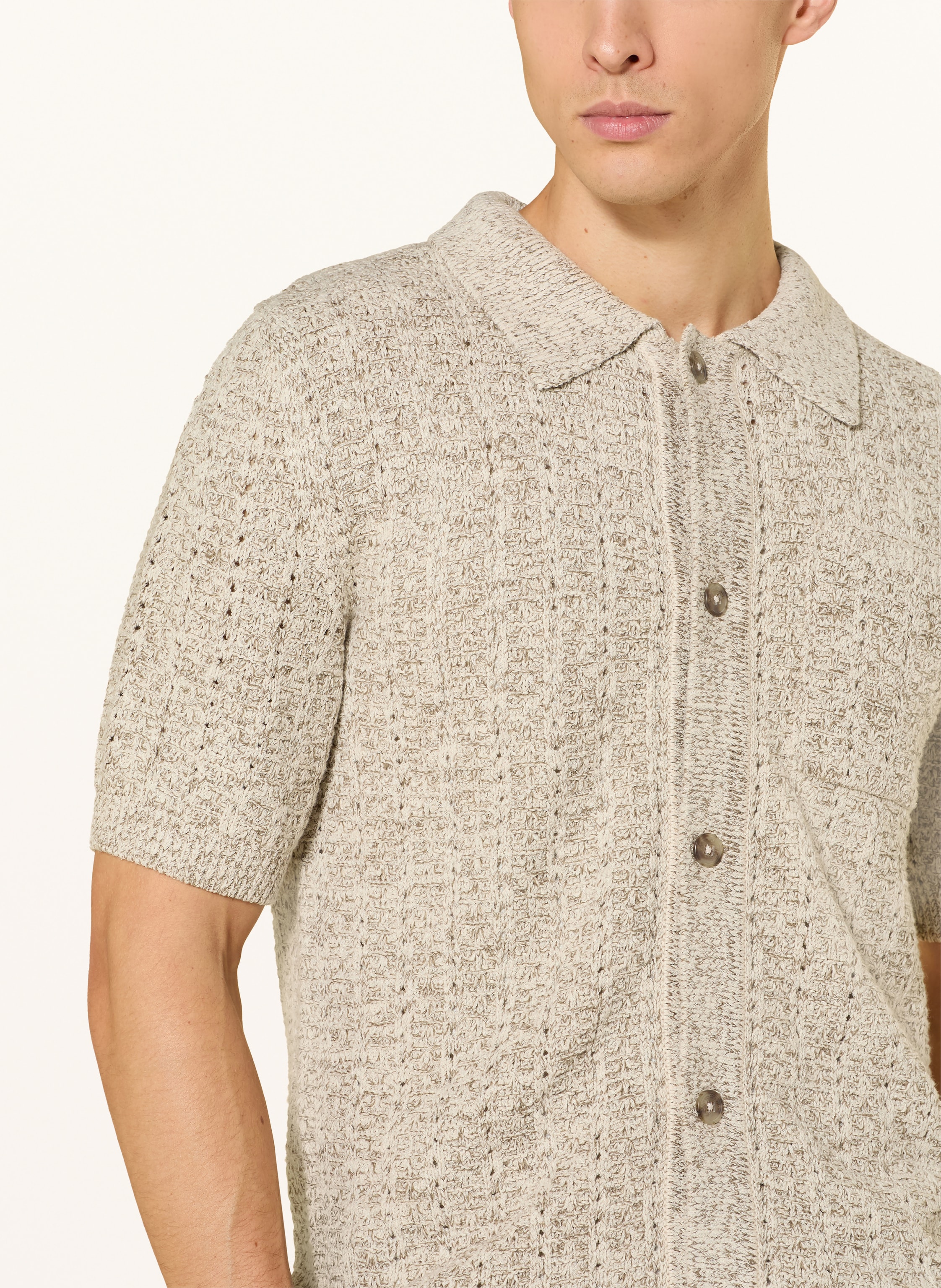 Thumbnail - Marc O'polo Strickhemd Slim Fit beige