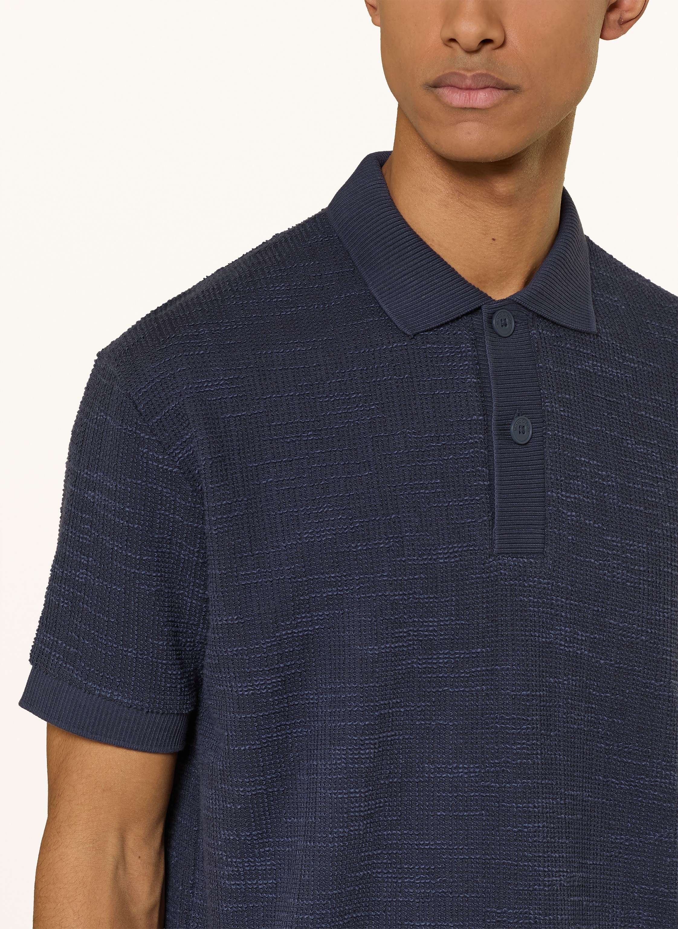 Thumbnail - Marc O'polo Strick-Poloshirt Relaxed Fit blau