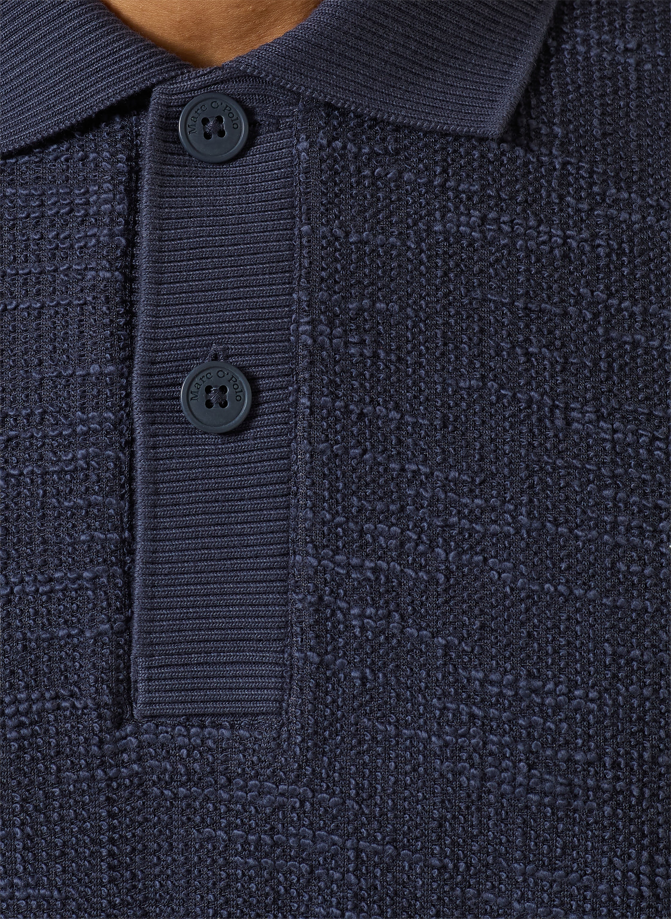 Thumbnail - Marc O'polo Strick-Poloshirt Relaxed Fit blau