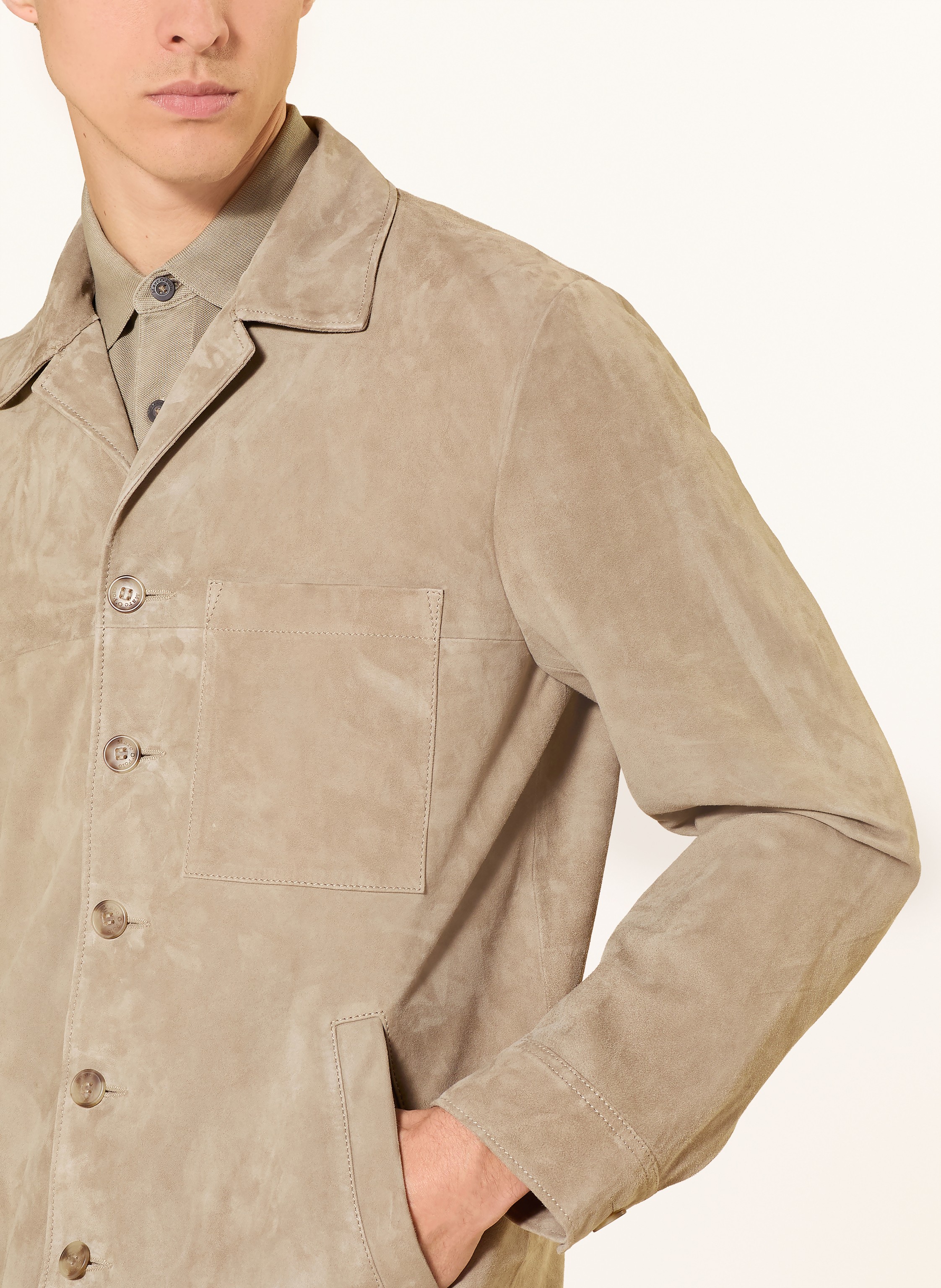 Thumbnail - Marc O'polo Leder-Overjacket beige