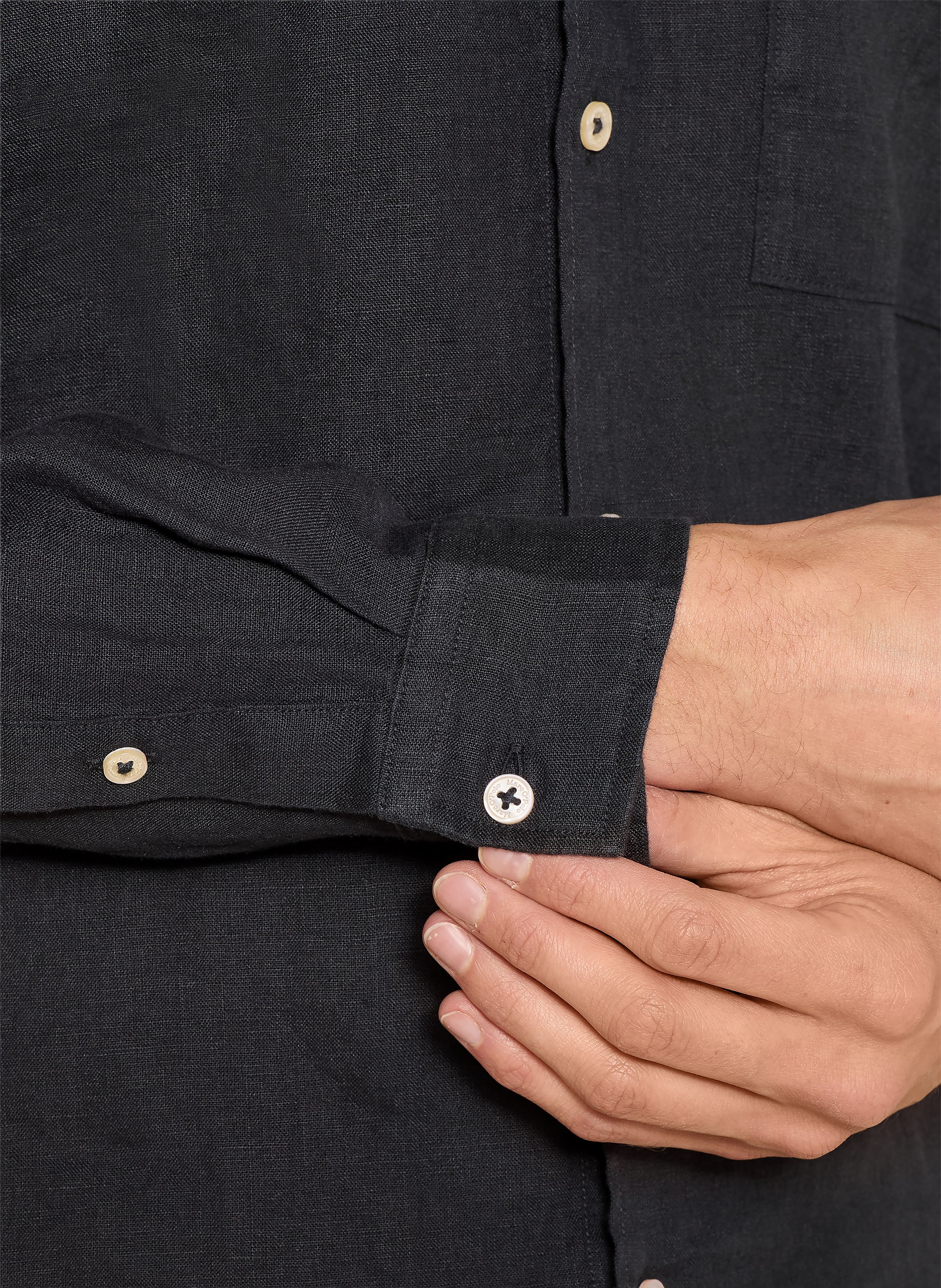 Thumbnail - Marc O'polo Leinenhemd Regular Fit schwarz