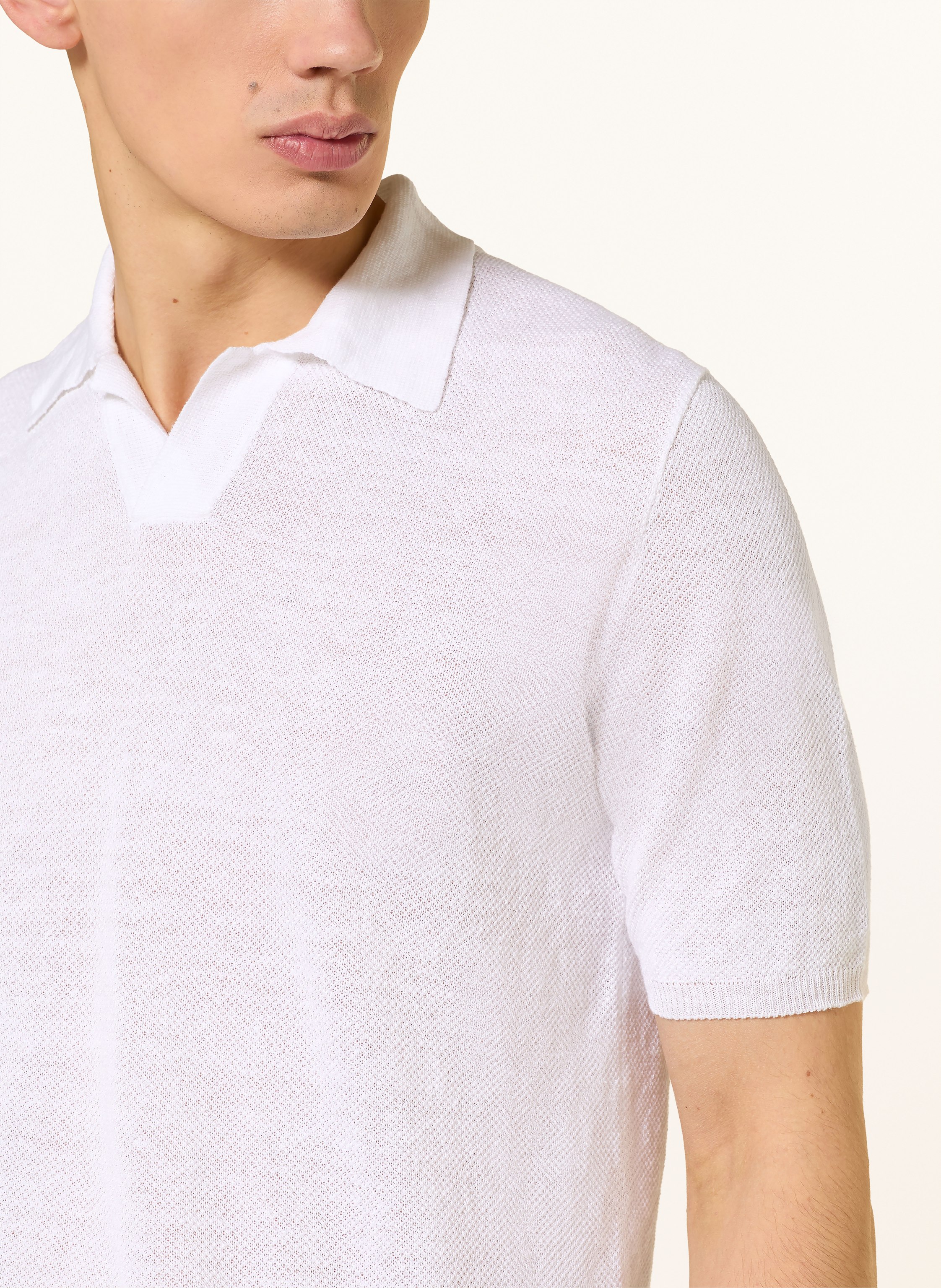 Thumbnail - Roberto Collina Strick-Poloshirt Aus Leinen weiss