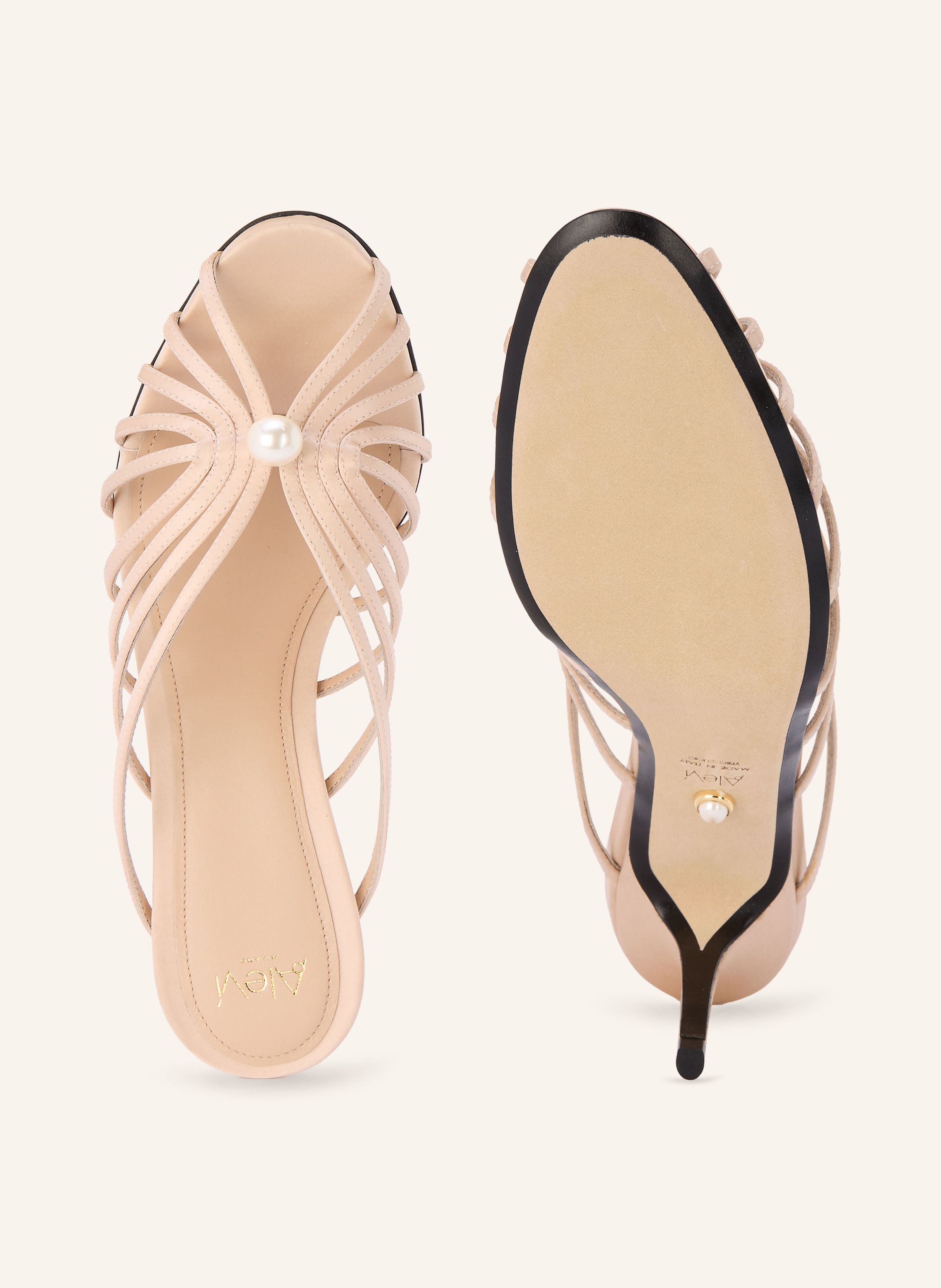 Thumbnail - Alevi Mules Diana Mit Schmuckperlen beige