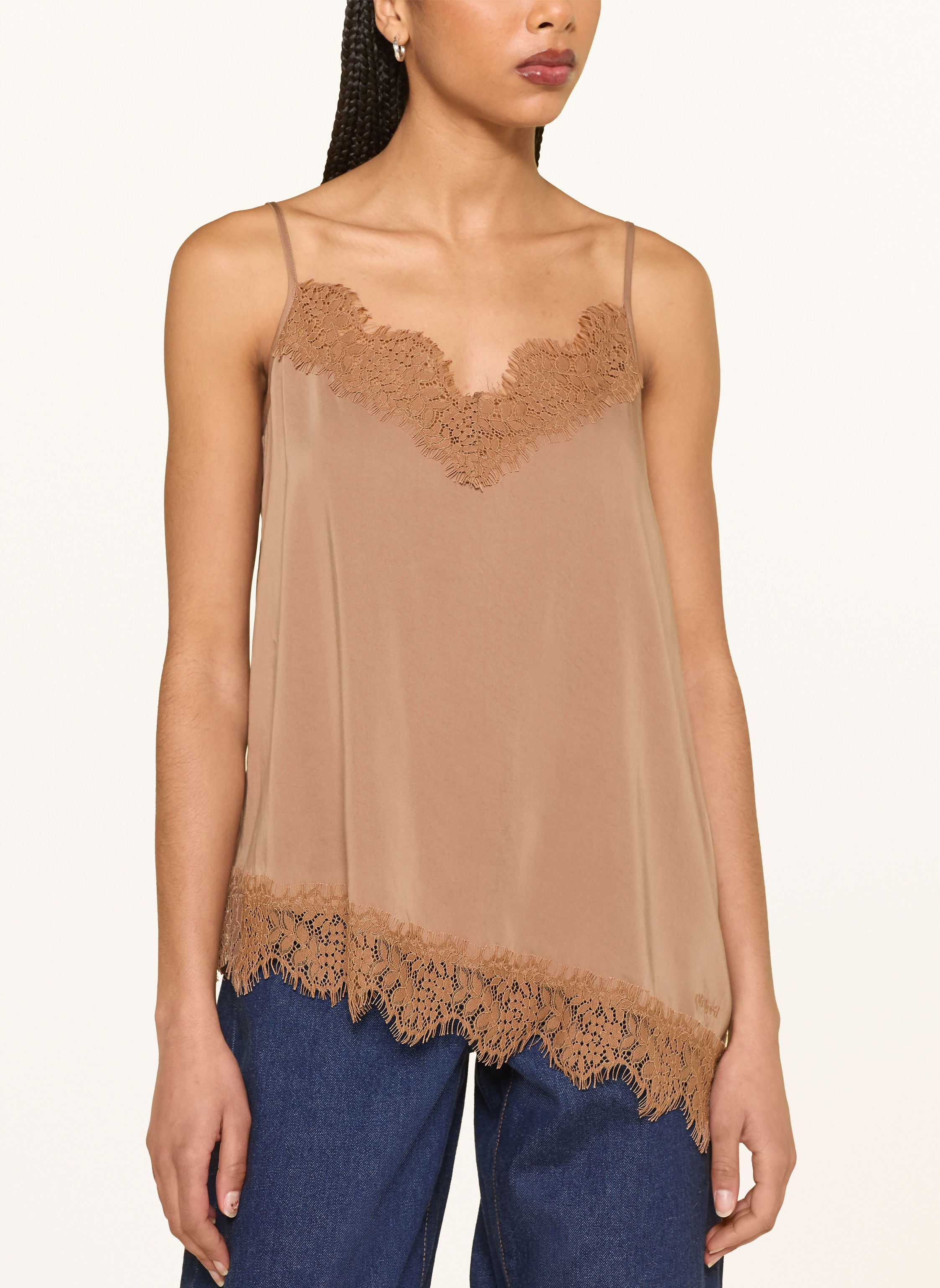 Thumbnail - Oh April Satintop Tami Mit Spitze braun