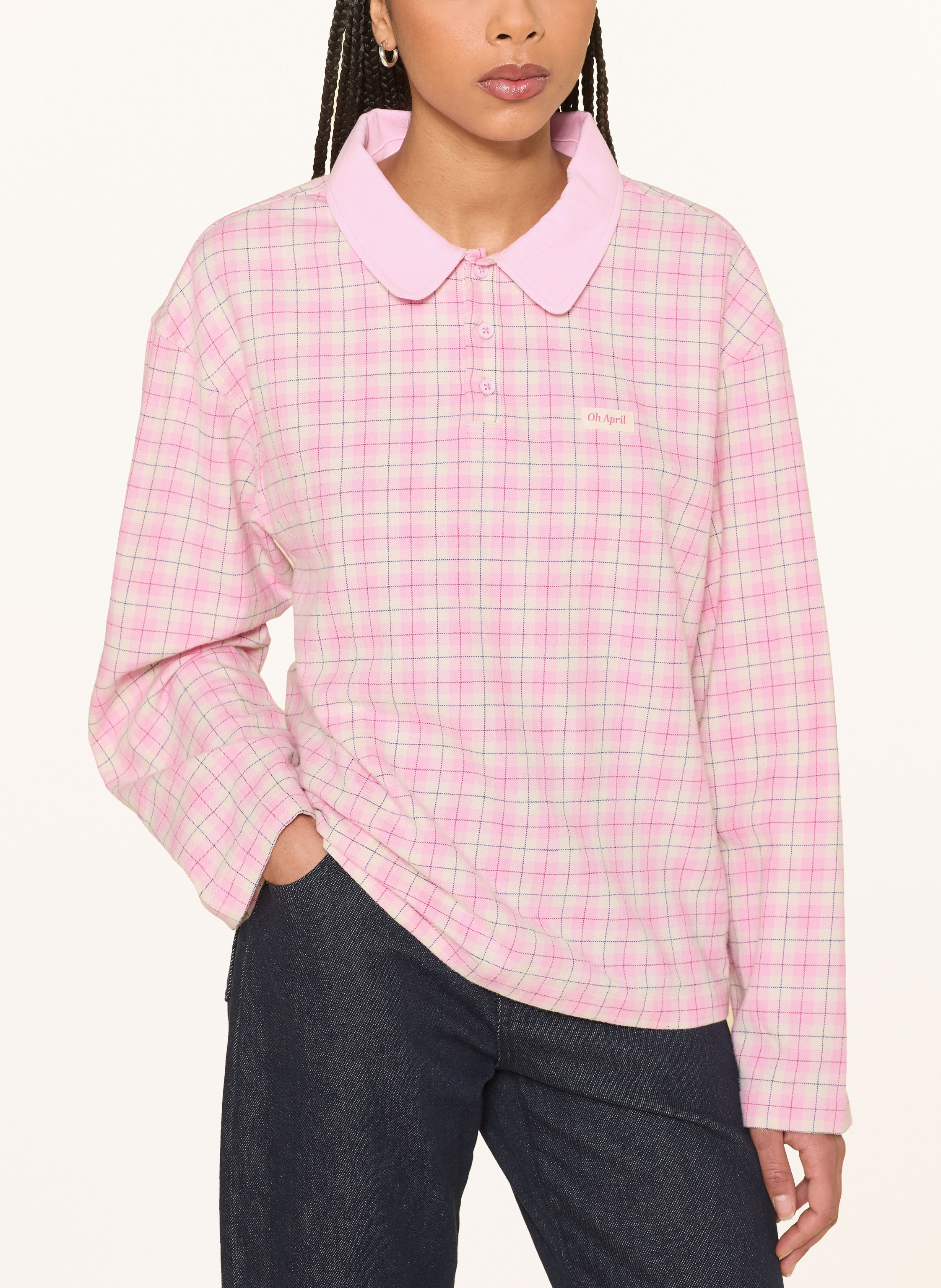 Thumbnail - Oh April Flanell-Poloshirt Diana rosa