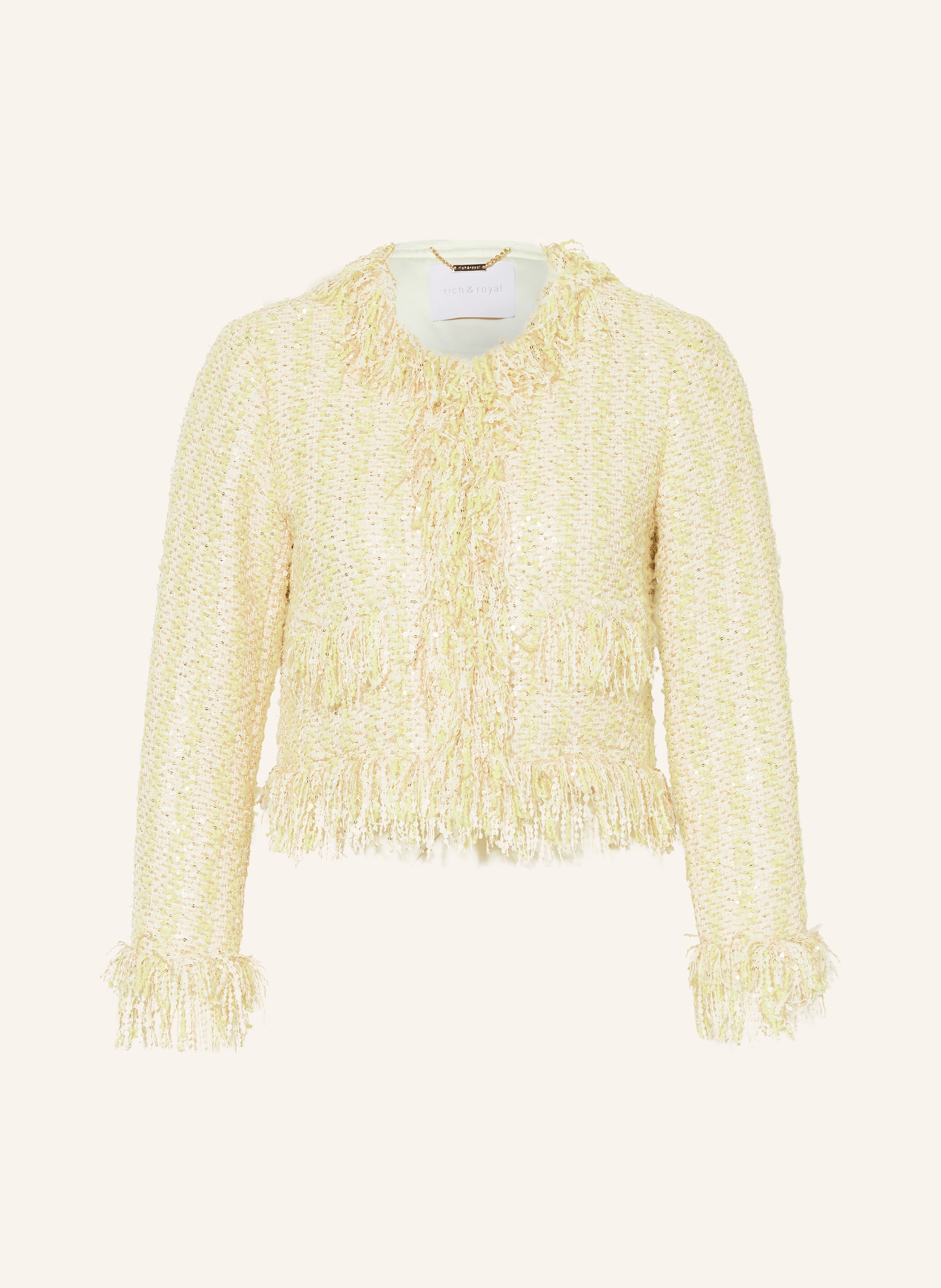 Rich & Royal Kastenjacke Aus Bouclé Mit Pailletten gelb