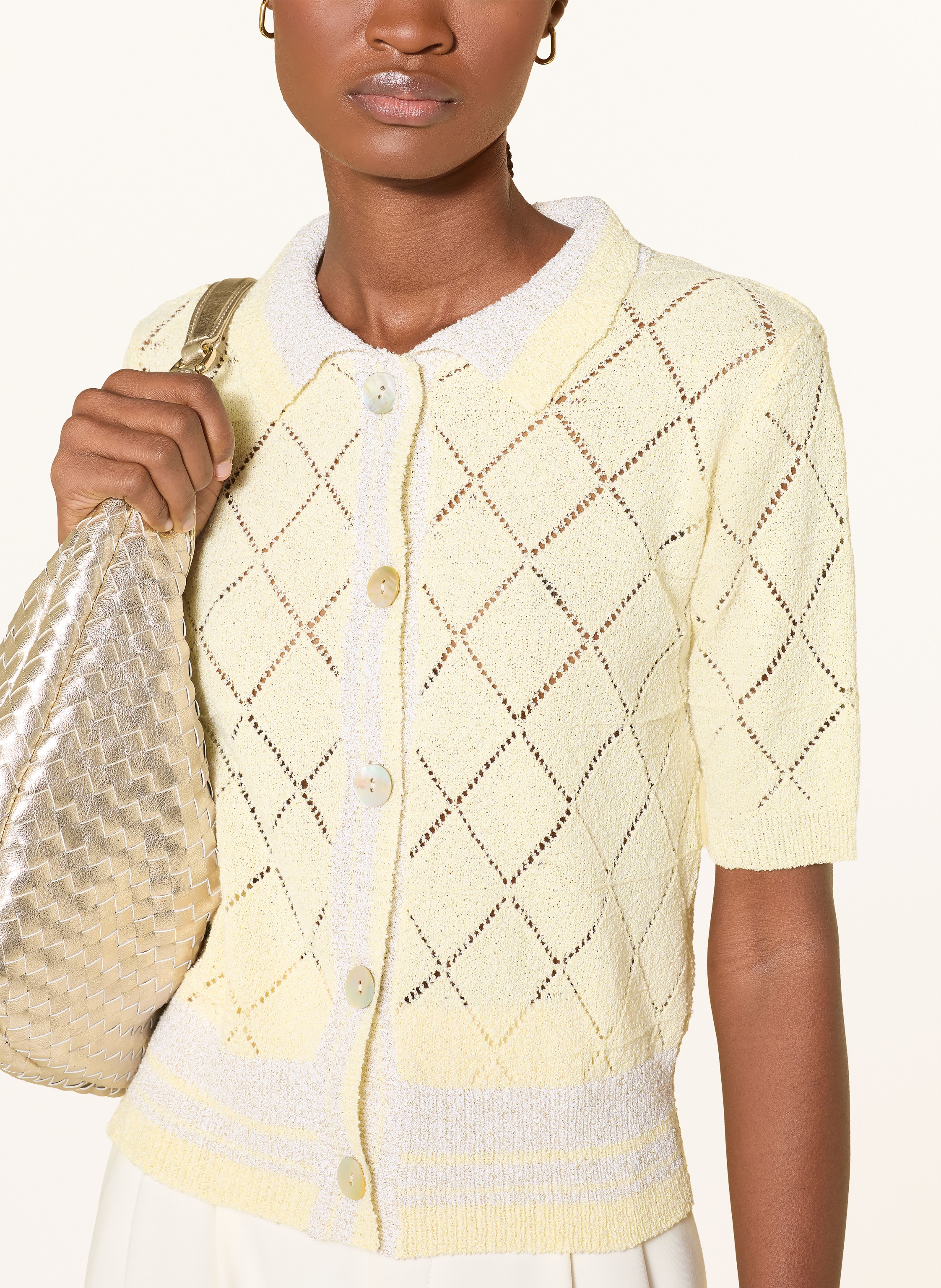 Thumbnail - Rich & Royal Strickjacke Mit Glitzergarn gelb